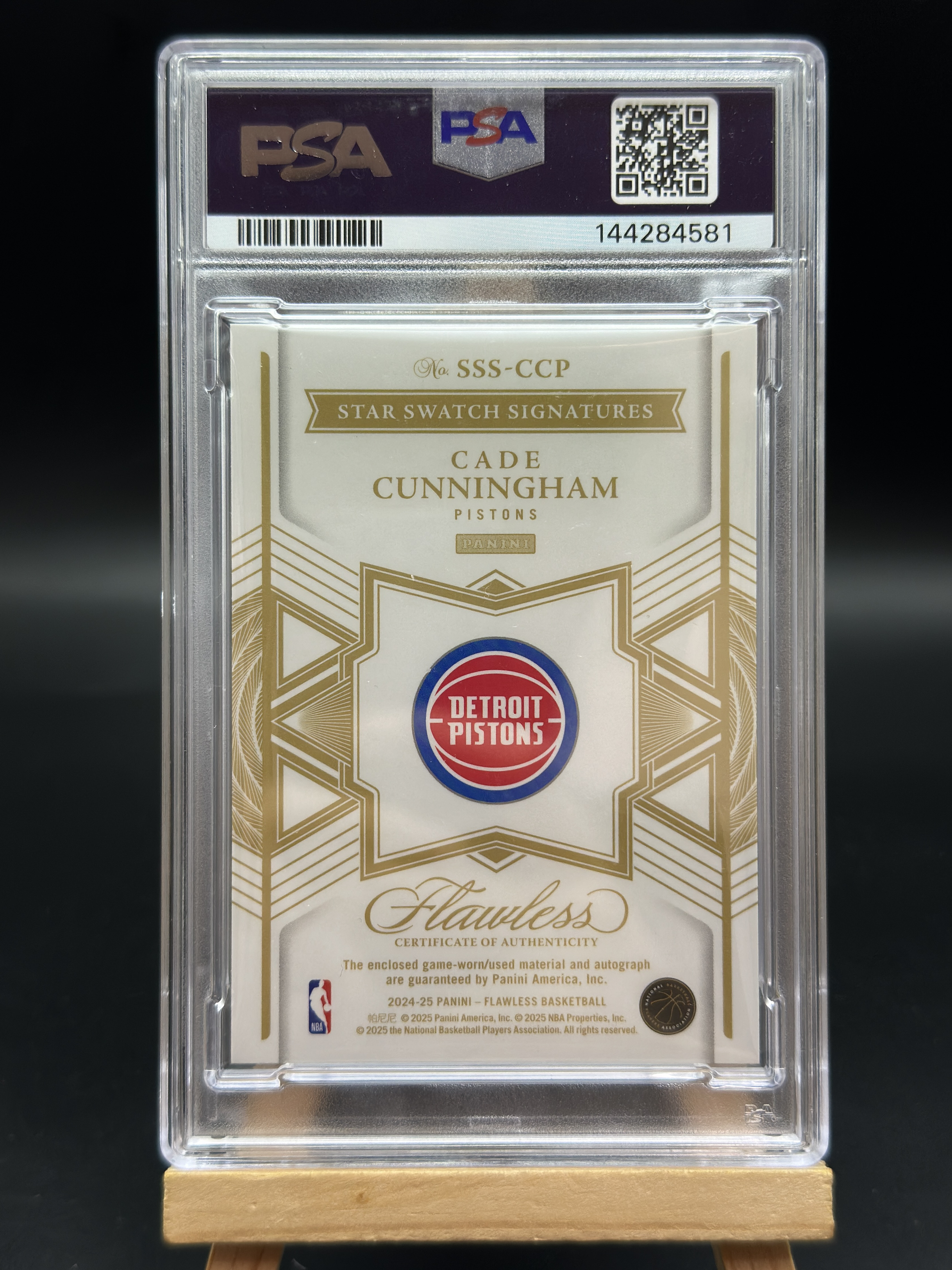2024-25 Panini Flawless Cade Cunningham 末年手提 活塞 CC 坎宁安 康宁汉姆 SS 星星 暴力切割大窗Patch 4/5编 绿平行 签字 卡签 GU 唯一一版SS PSA10分 满分评级卡 送保护壳