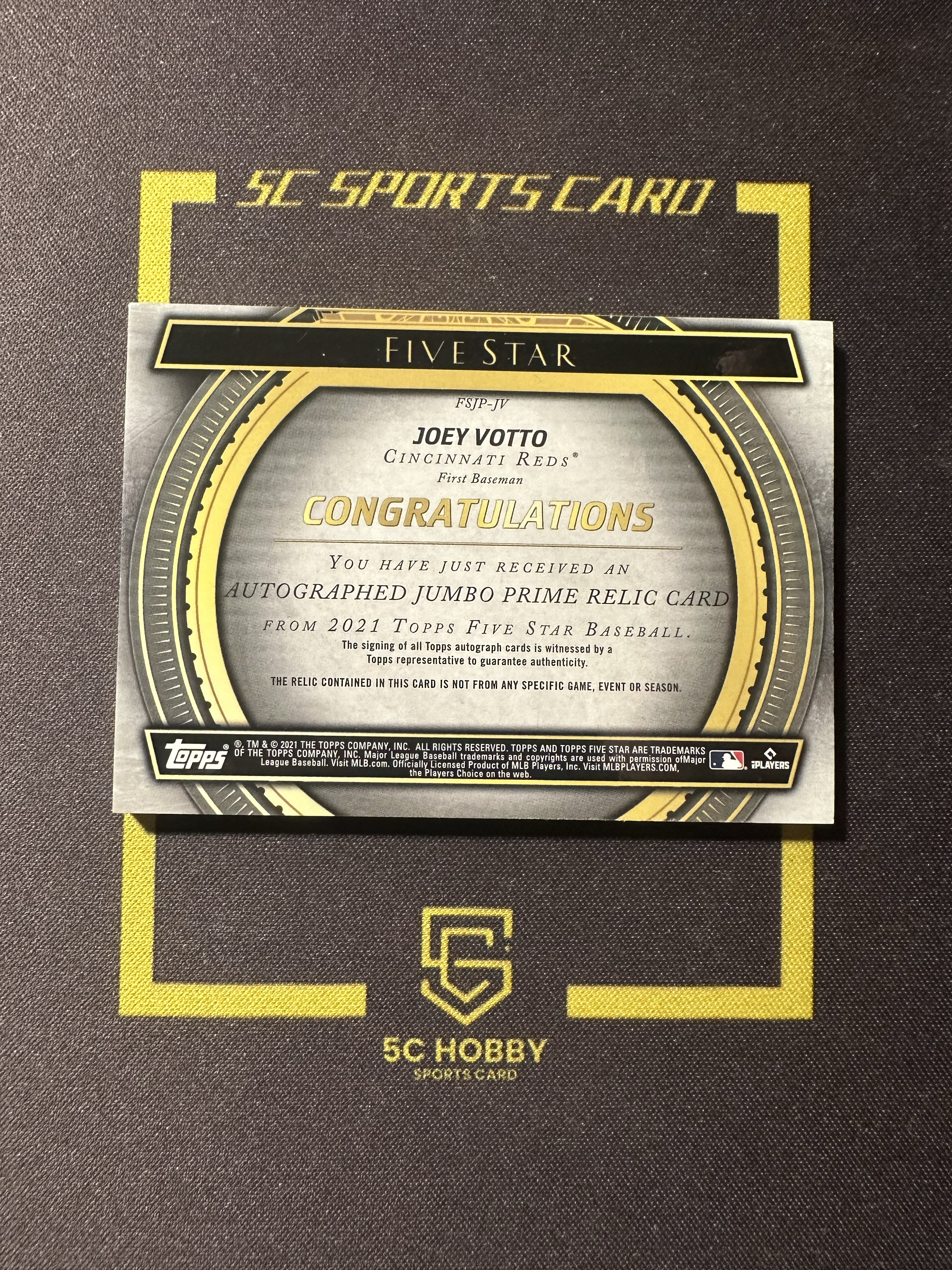 【主演出卡】2021 topps 五星 five star 红人队 Joey Votto 乔伊 沃托 patch auto 暴力切割 卡签 16/25