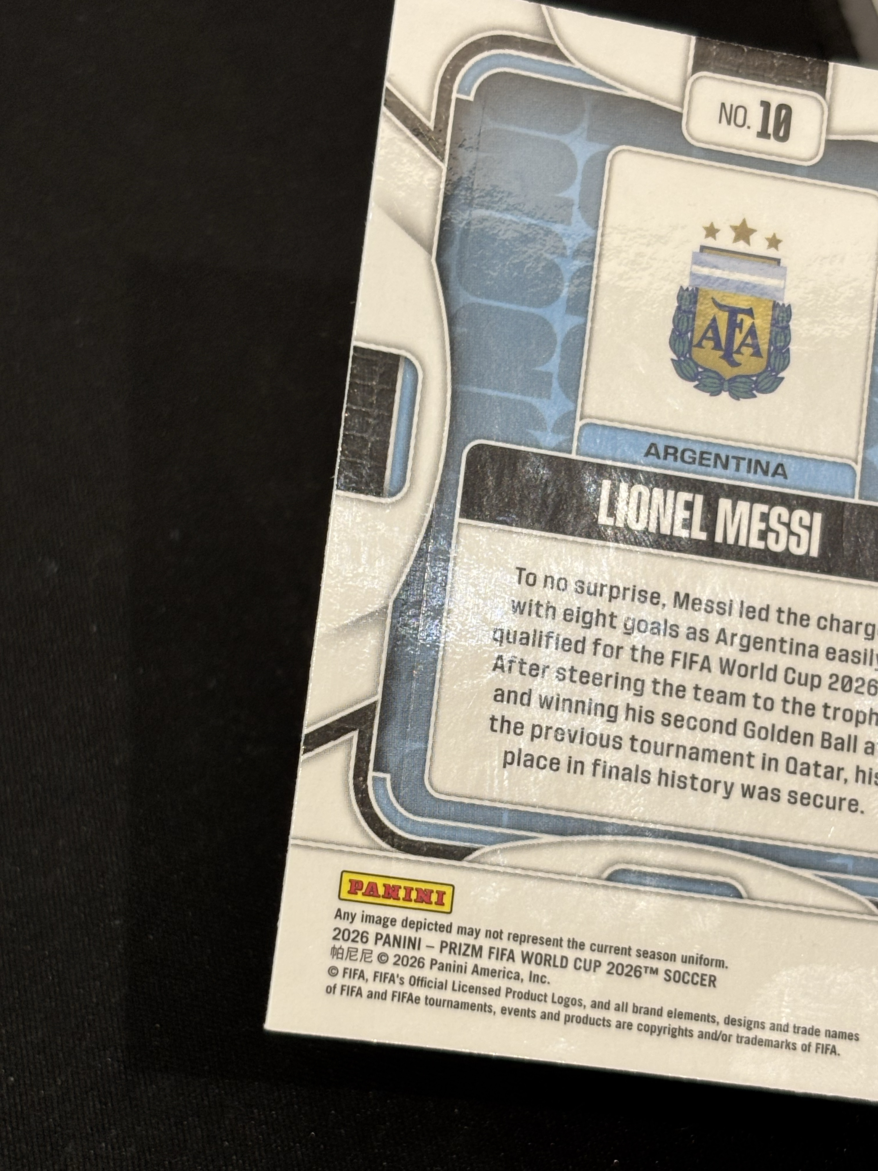 2026 Panini Prizm Fifa World Cup Lionel Messi FIFA 世界杯 梅西 球王 Goat 阿根廷 base 瑕疵如图 - pang