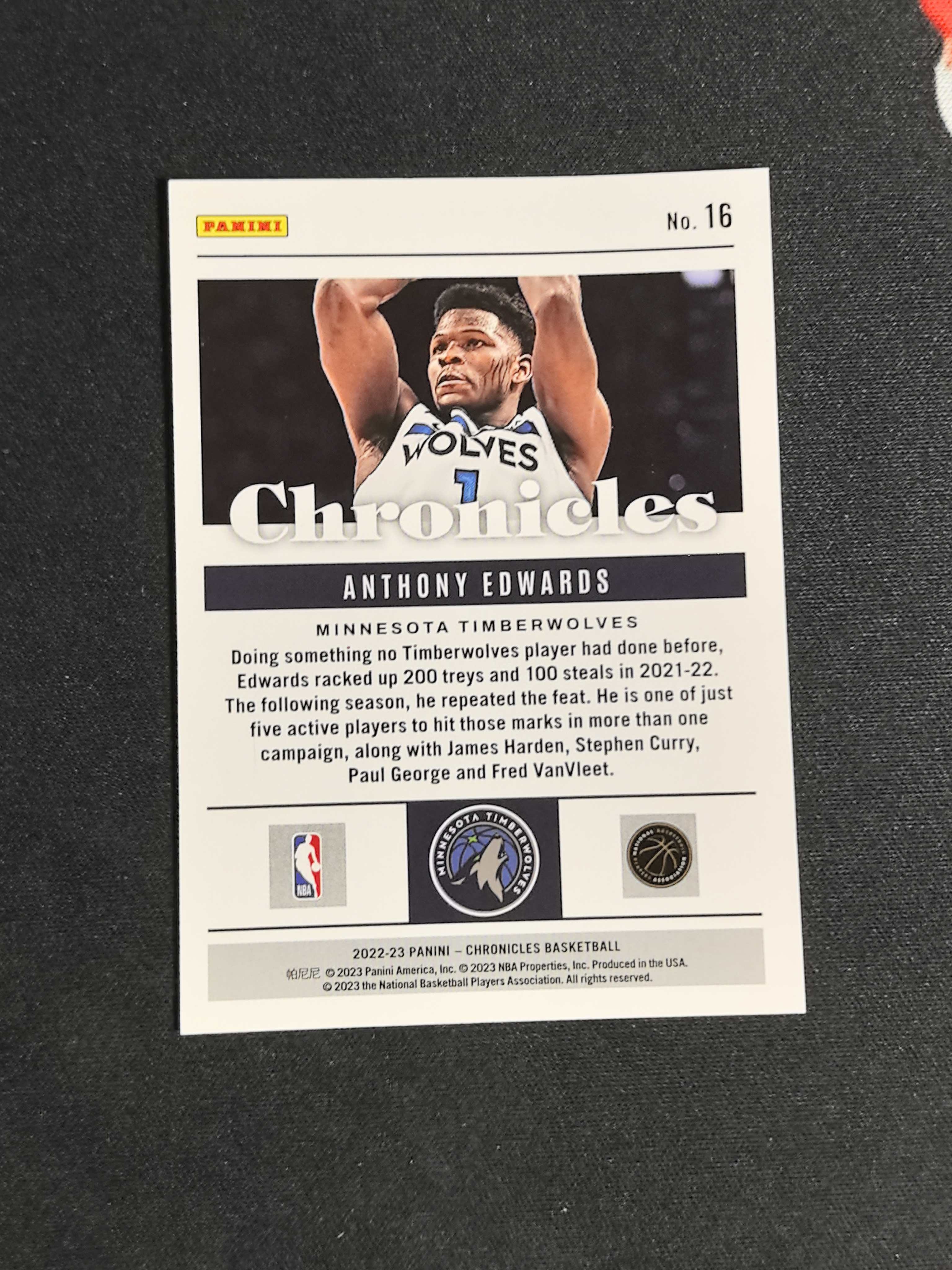 2022-23 Panini Chronicles Anthony Edwards 爱德华兹 华子 149编 编年史 森林狼 专收必备 卡品如图 鱼【CYT球星卡】