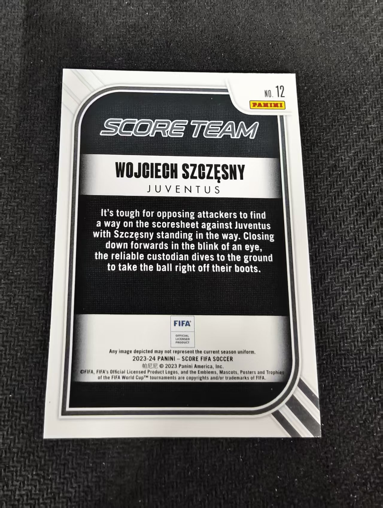 【可合并,不累计】2023-24 Panini Score Wojciech Szczesny 斯泽斯尼 尤文图斯 FIFA 特卡 划痕 边角瑕疵 #12