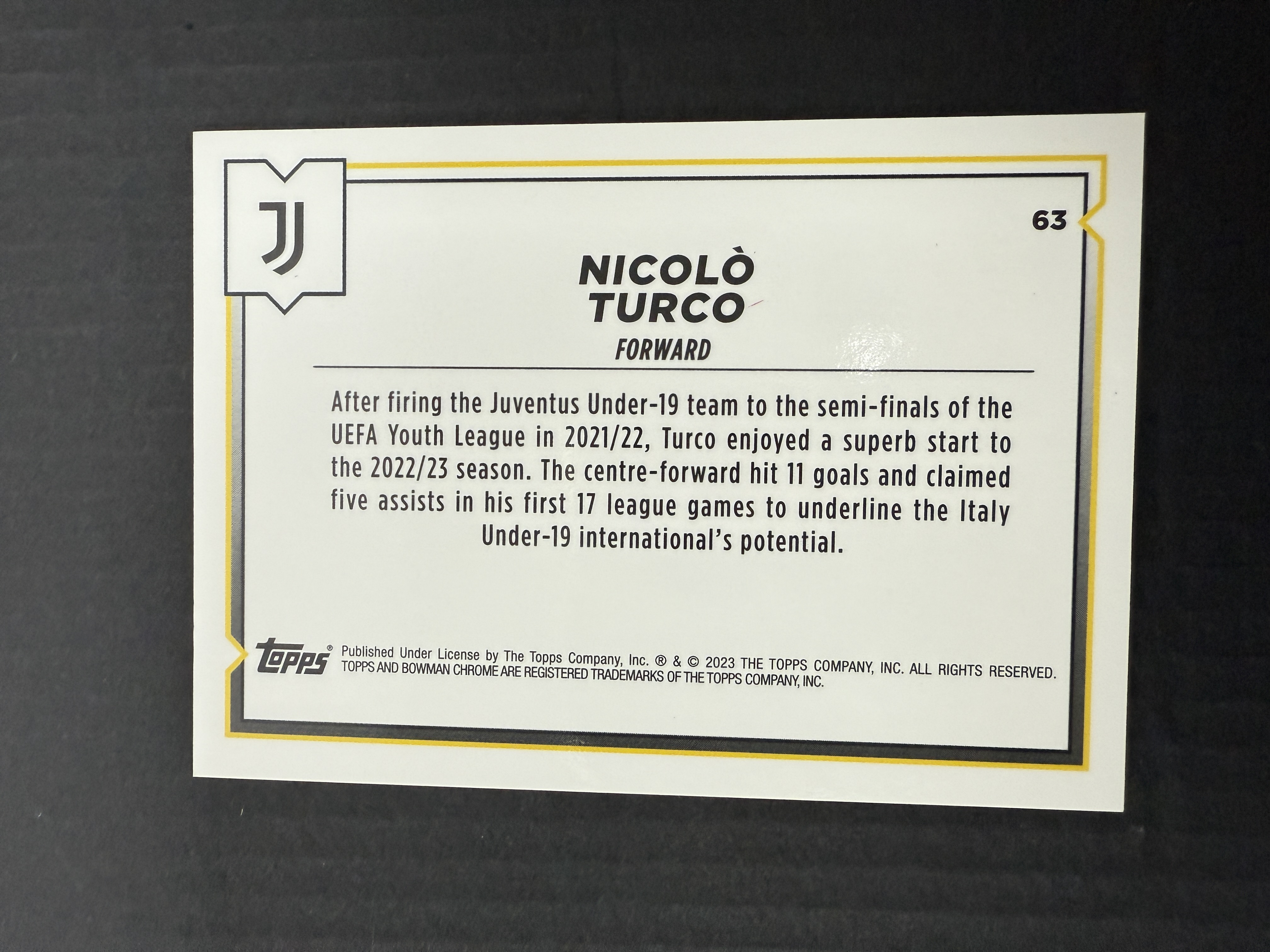 【GOAT山羊拍卖】D哥 2023-24赛季 topps chrome尤文图斯队盒系列 特科turco 新秀bowman粉折 /125 尤文图斯 品相如图