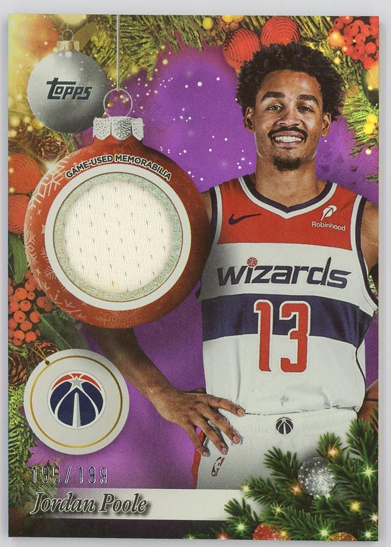 2025-26 Topps Holiday Jordan Poole 乔丹普尔 199编 圣诞节 节日版 亲穿 球衣 物料 紫折 折射 奇才 卡品如图 1BL6/11.27