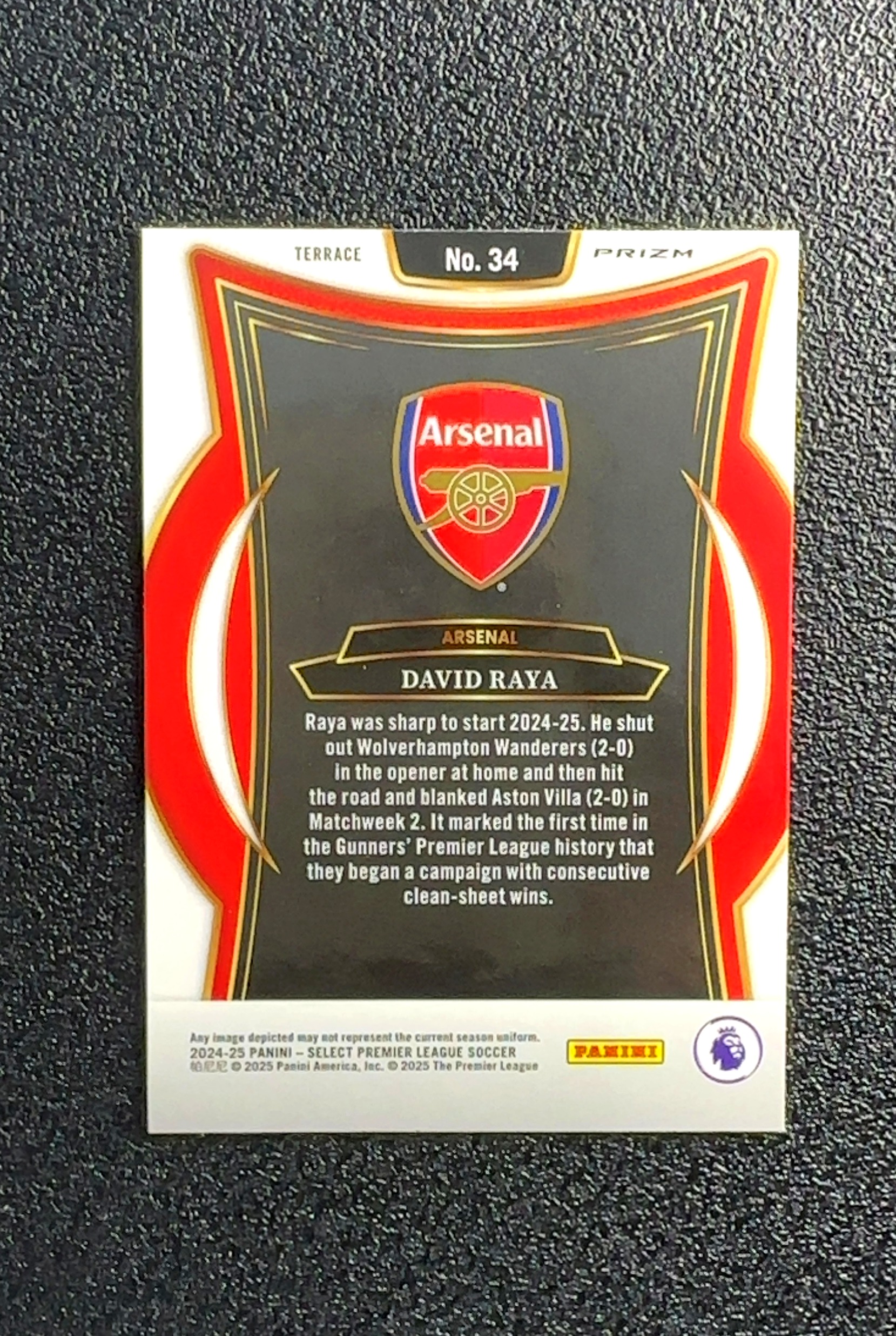【岛屿拍卖】2024 Panini SELECT PRIZM David Raya 大卫·拉亚 紫Mojo折 折射 卡品如图 高价值 #34 Arsenal 阿森纳 0023#359