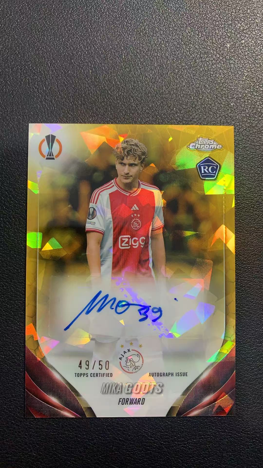 2023-24 Topps Chrome mika godts RC 蓝宝石 阿贾克斯 米卡 戈茨 50编 金碎冰折 签字 新秀 卡品如图 ka