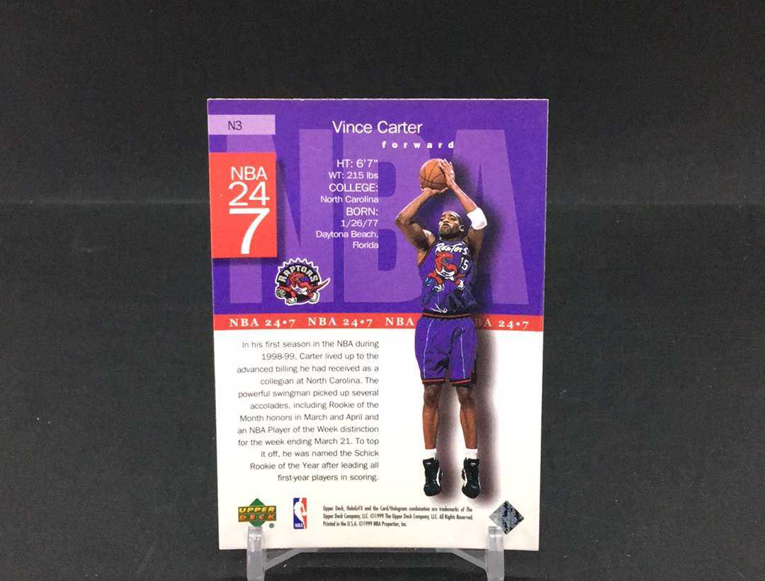 【DC拍卖】11.19 UD HOLOGRFX 大比例折射特卡 经典老特 实卡美如画 四大分卫之一 名人堂巨星 NBA历史最强扣将 半人半神 文斯 卡特(微瑕)