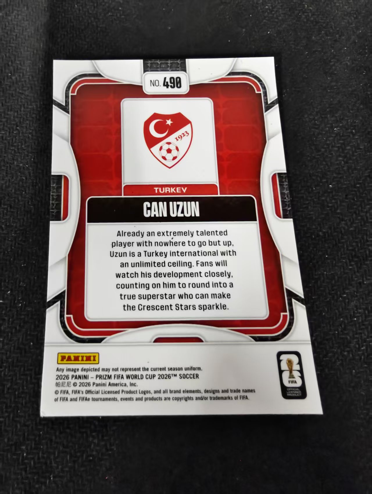 2026 Panini World Cup Prizm Can Uzun 土耳其 法兰克福 詹 乌尊 PZ世界杯 划痕 边角瑕疵#490