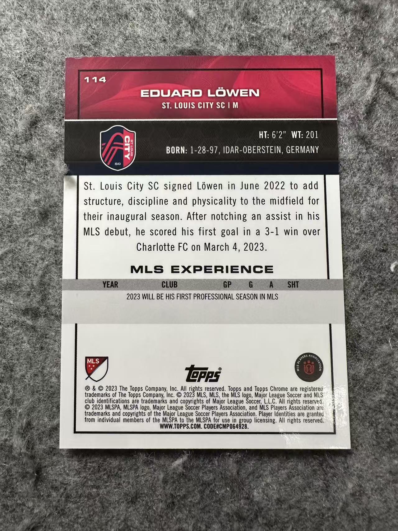 2023 Topps Chrome Eduard Lowen 爱德华 罗文 洛文 99编 绿折 MLS 美职联 圣路易斯 卡品如图