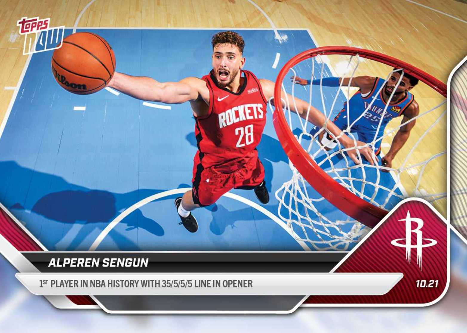 2025 Topps Now Alperen Sengun NBA 阿尔佩伦 申京 历史首个揭幕战拿下35+5+5+5的球员 休斯顿火箭 【JS卡牌潮玩】（随机发货，卡品通行）