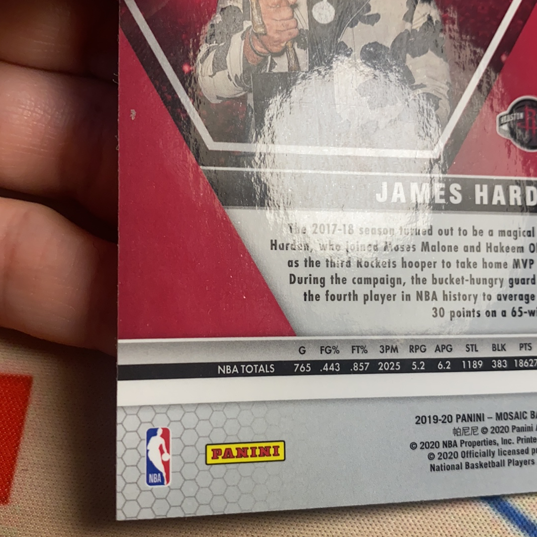 2019-20 Panini Mosaic James Harden 马赛克 火箭 詹姆斯 哈登 粉折 马赛克折 折射 MVP 捧杯图 特卡 卡品如图 介意勿拍
