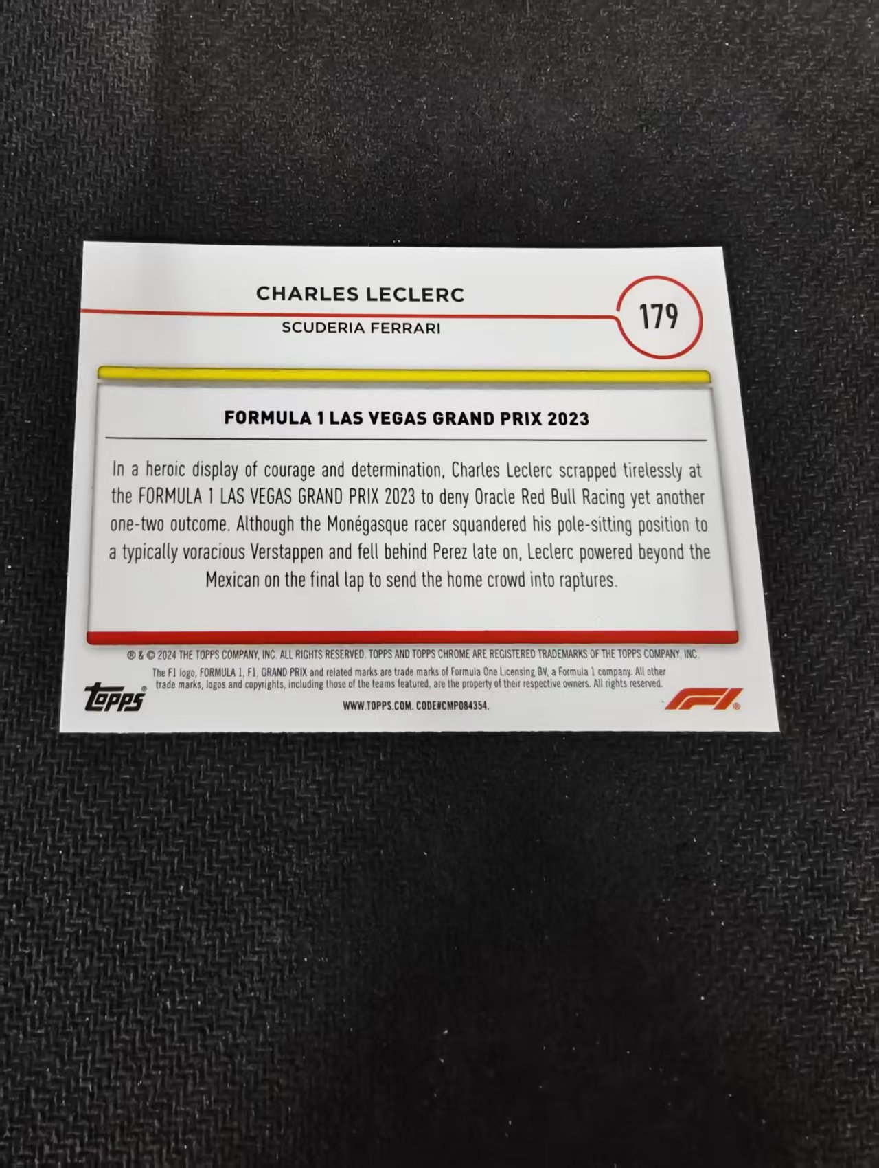 2024 Topps chrome F1 Charles Leclerc 查尔斯 勒克莱尔 划痕 边角瑕疵 #179