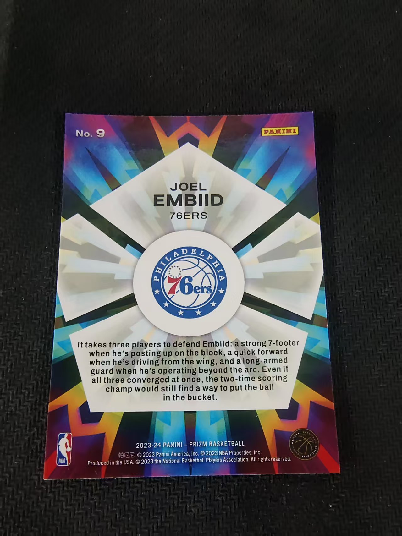 【可合并,不累计】2023-24 Panini Prizm Joel Embiid 76人 大帝 乔尔 恩比德 万花筒特卡 PZ 划痕 边角微瑕 介意勿拍 #9