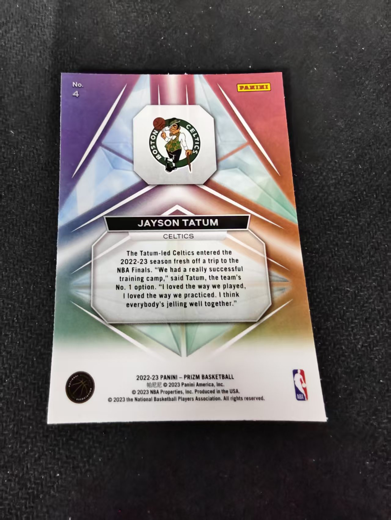 【可合并,不累计】2022-23 Panini Prizm Jayson Tatum PZ 杰森 塔图姆 獭兔 凯尔特人 棱镜特卡 PZ 不保卡品 介意勿拍 #4