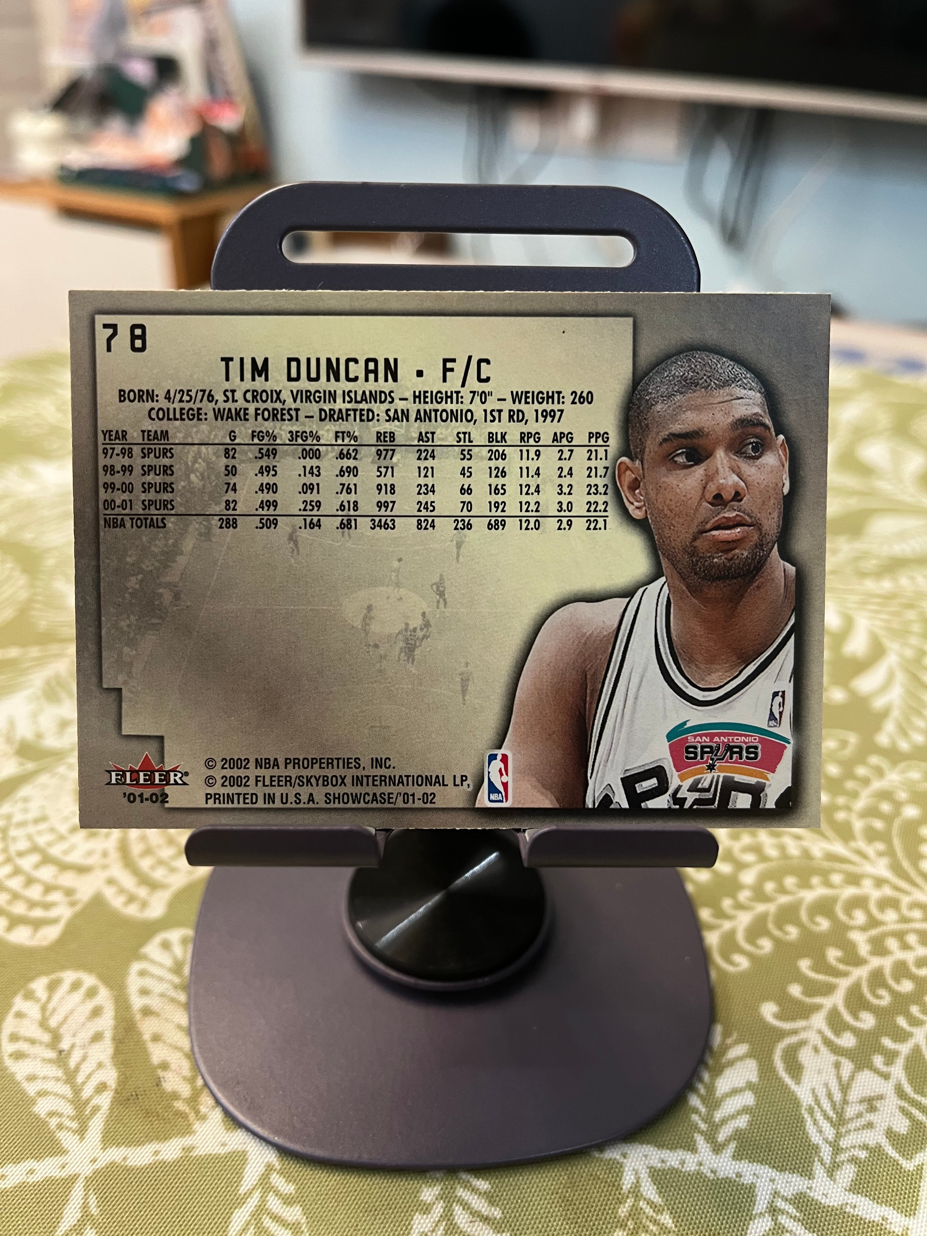 2002 Fleer 老卡 老特 Tim Duncan 蒂姆 邓肯 石佛 马刺【FLAIR SHOWCASE】【边角瑕疵如图 介意勿拍】#1068
