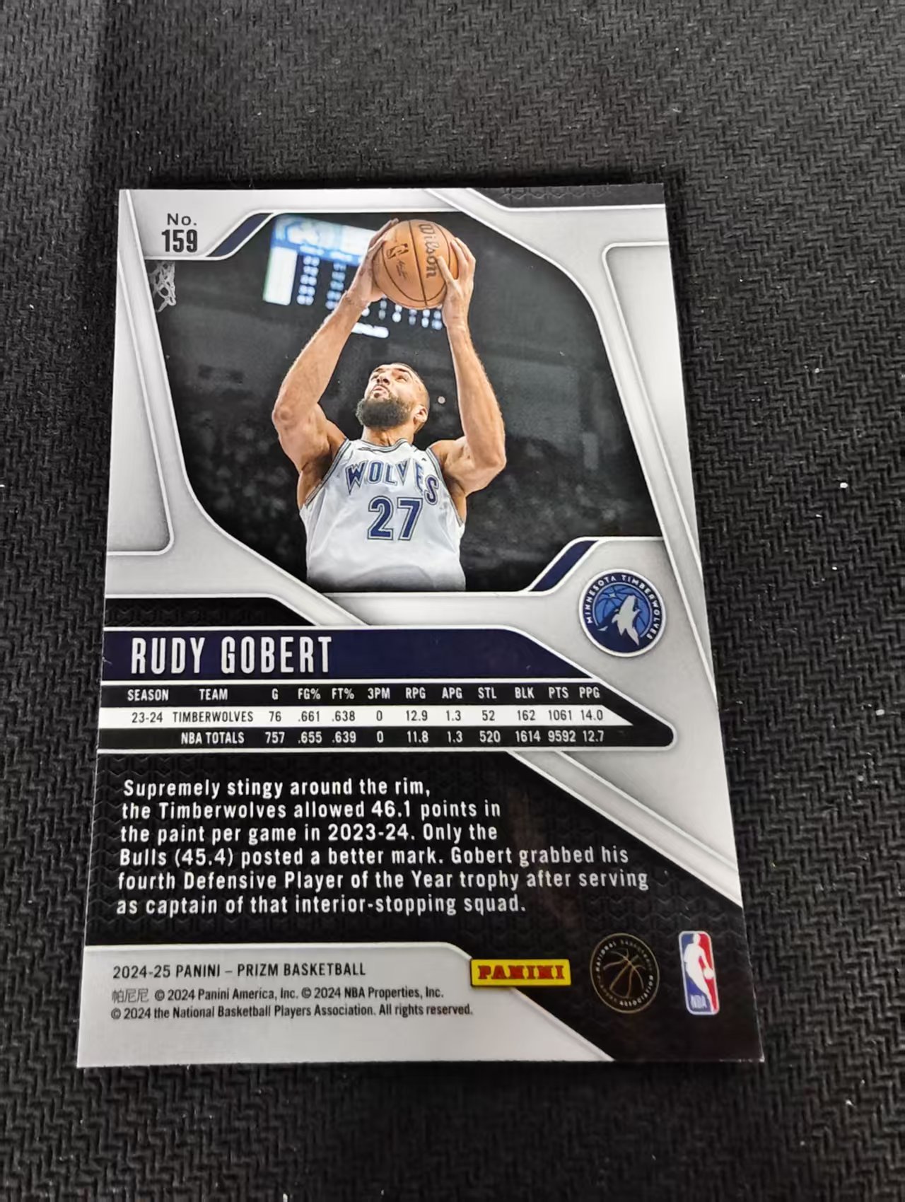 【可合并,不累计】2024-25 Panini Prizm rudy gobert 森林狼 鲁迪 戈贝尔 PZ 不保卡品 介意勿拍 #159