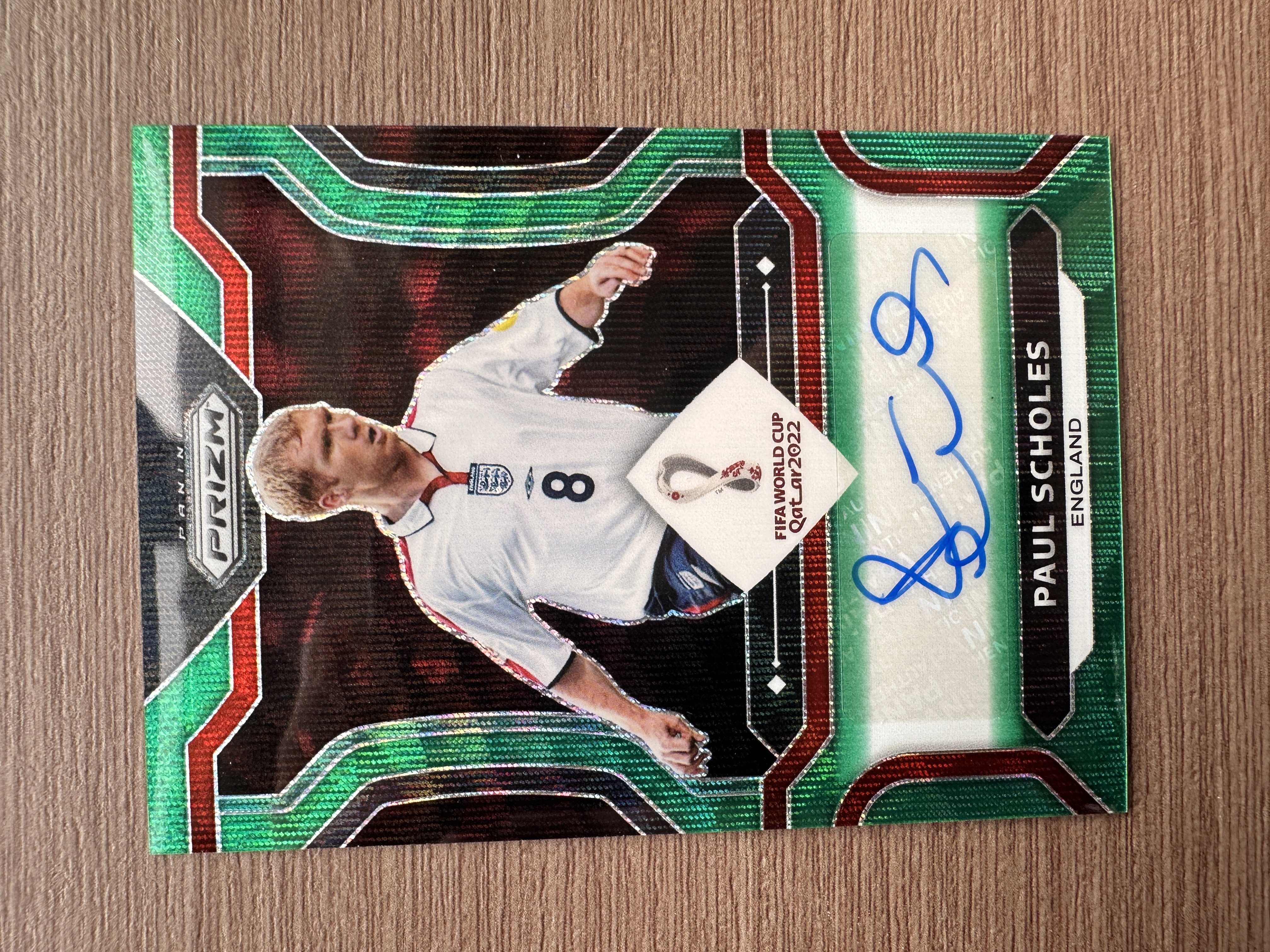 2022 Panini Prizm Paul Scholes 保罗 斯科尔斯 英格兰 世界杯 签字 绿波纹折