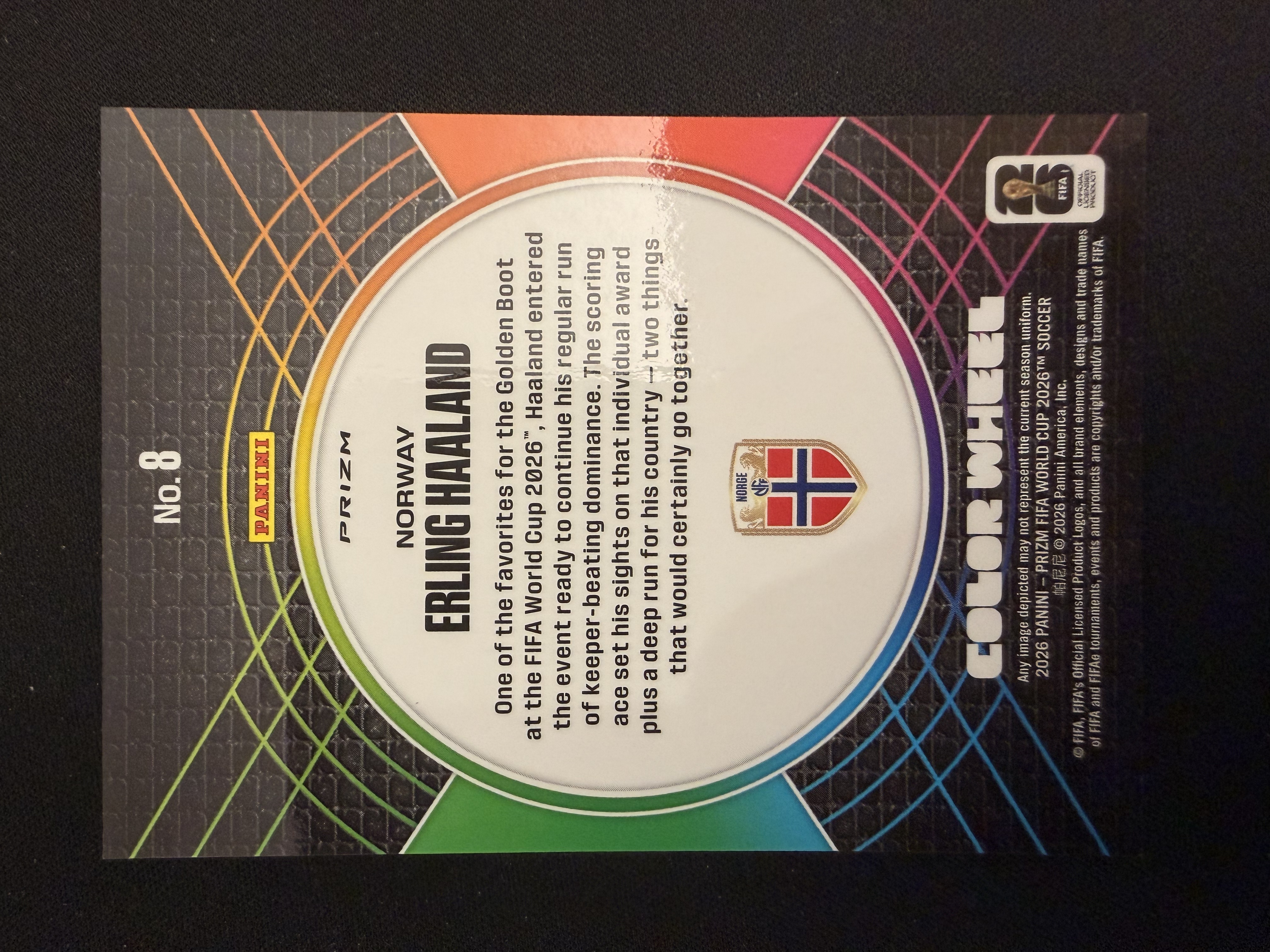 2026 Panini World Cup Prizm Erling Haaland FIFA 世界杯 挪威 哈兰德 Color Wheel 彩轮特卡 大比例 折射 瑕疵如图 - Yin