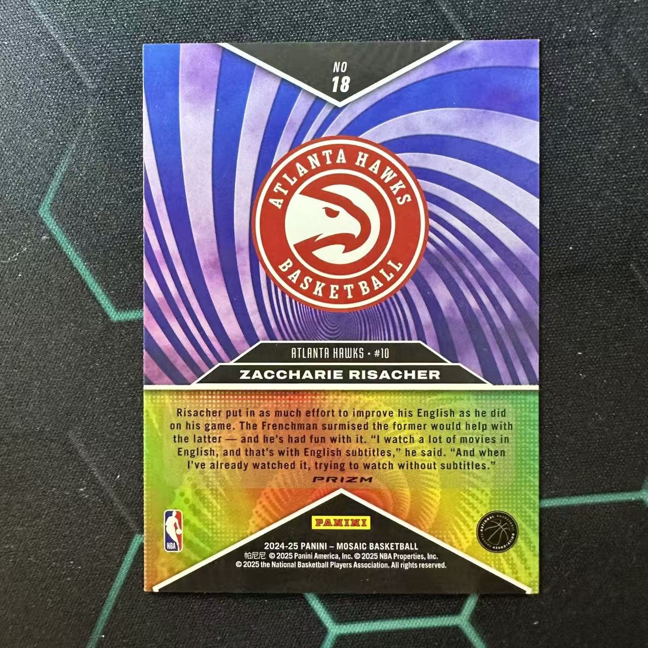 2024-25 Panini Mosaic Zaccharie Risacher RC 【阿福代卖】里萨谢 老鹰 新秀 状元 Storm Chasers 风暴特卡 小比例 sp 收藏必备(行行行A)