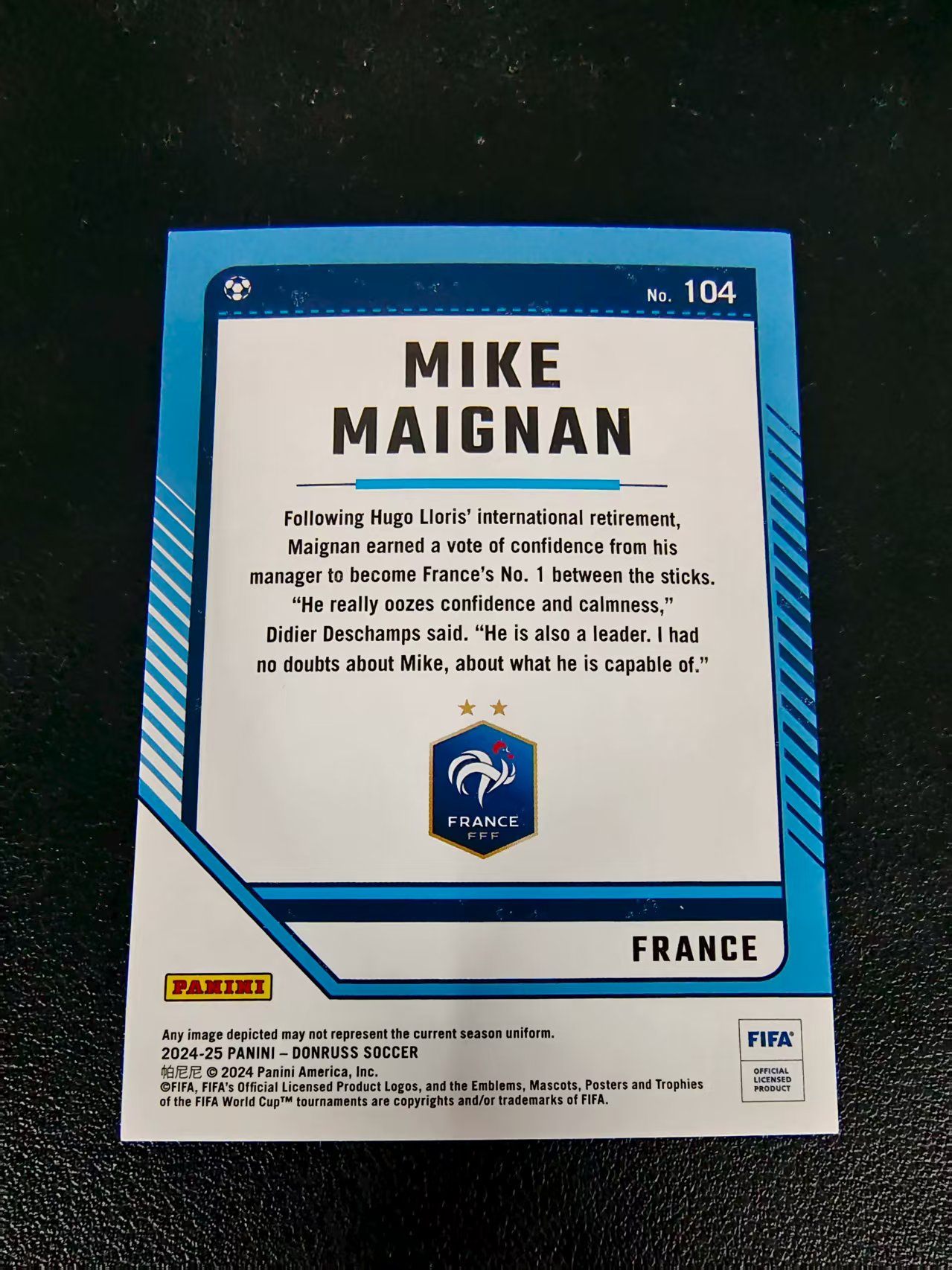 【可合并,不累计】2024-25 Panini Donruss Mike Maignan 迈尼昂 法国 瀑布折 FIFA 杜蕾斯 边角瑕疵 #104
