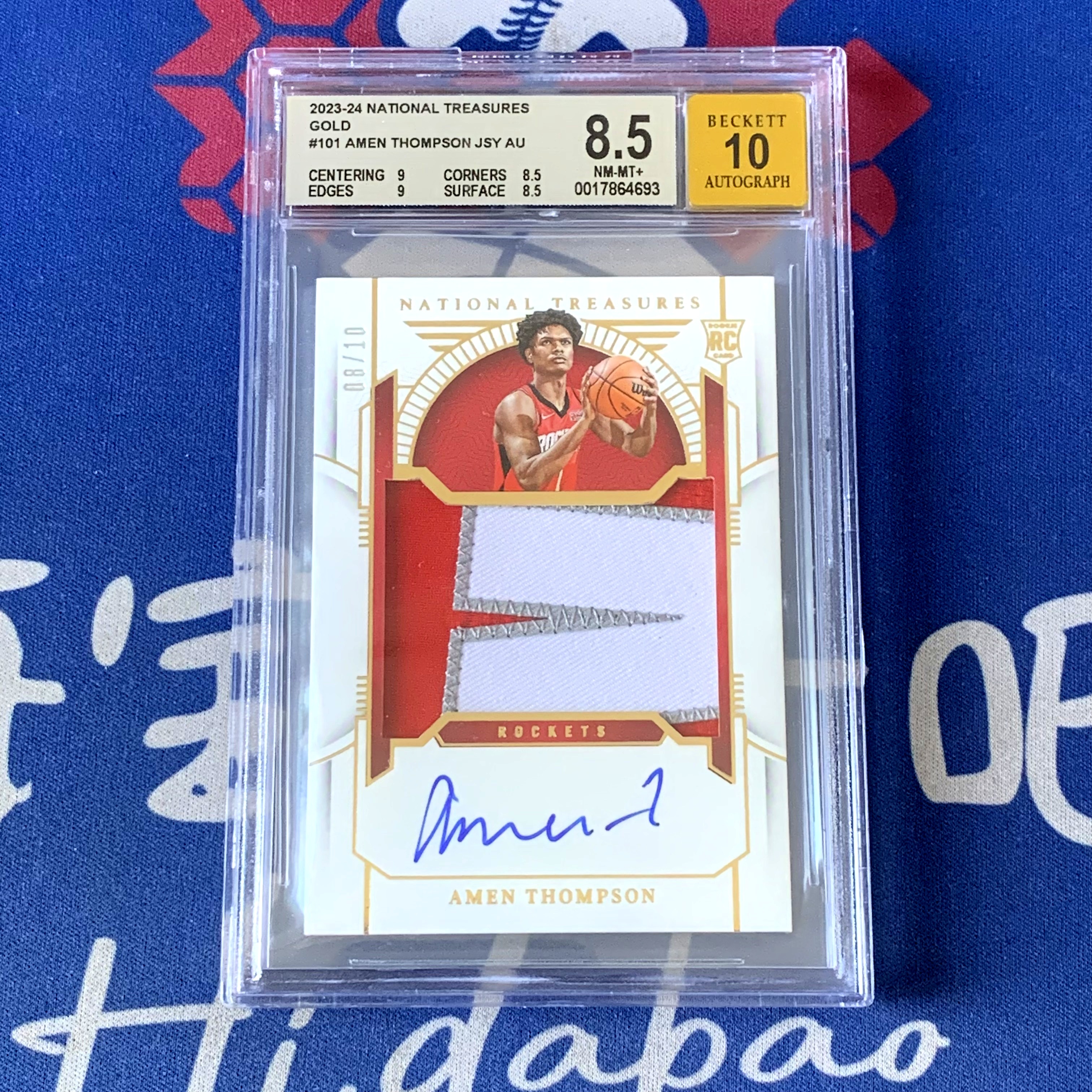 2023-24 National Treasures Amen Thompson 【海寶】國寶 火箭 新秀RC 阿門湯普森 10編 Gold 金版 正RPA簽字卡 卡簽 BGS8.5/10分 頂級收藏