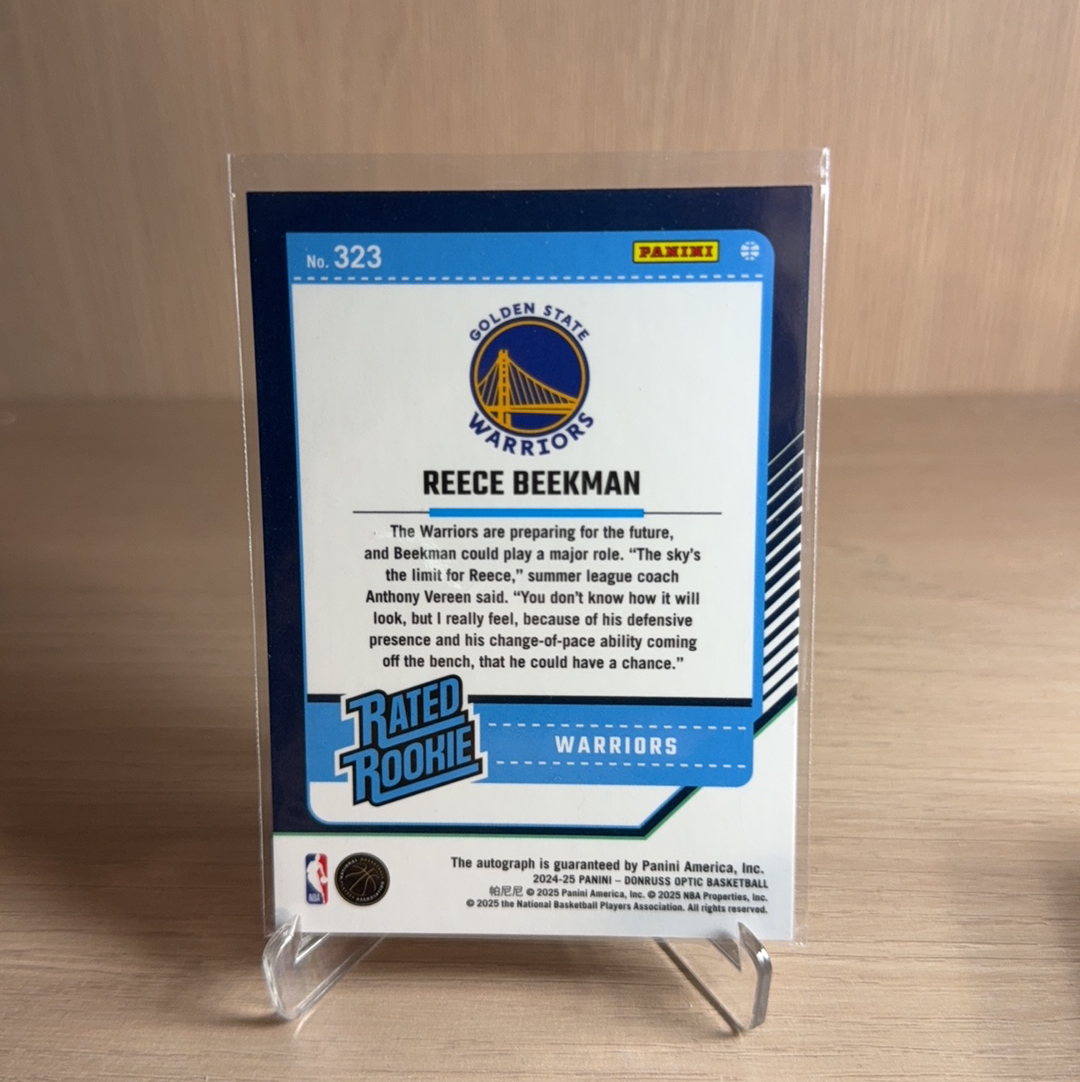 2024-25 Panini Donruss REECE BEEKMAN RC 勇士 新秀 RC 里斯 比克曼 签字 贴签 折射 特卡 杜蕾斯 卡品如图 值得收藏!!【免费代卖】