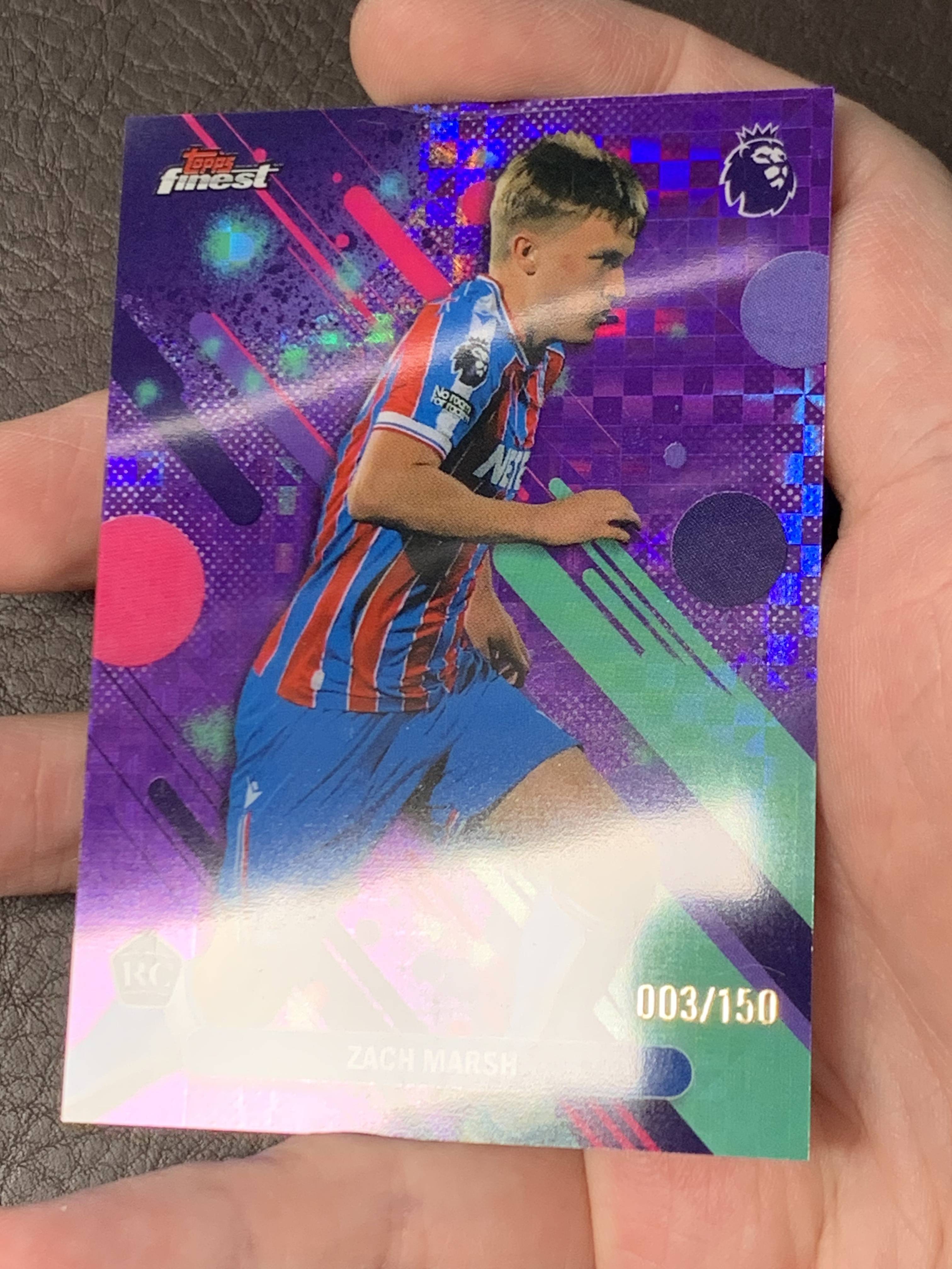 2026 Topps Finest MARSH 扎克 马什 RC 新秀 水晶宫 Zach Marsh 英超 一级 3/150 紫格子折