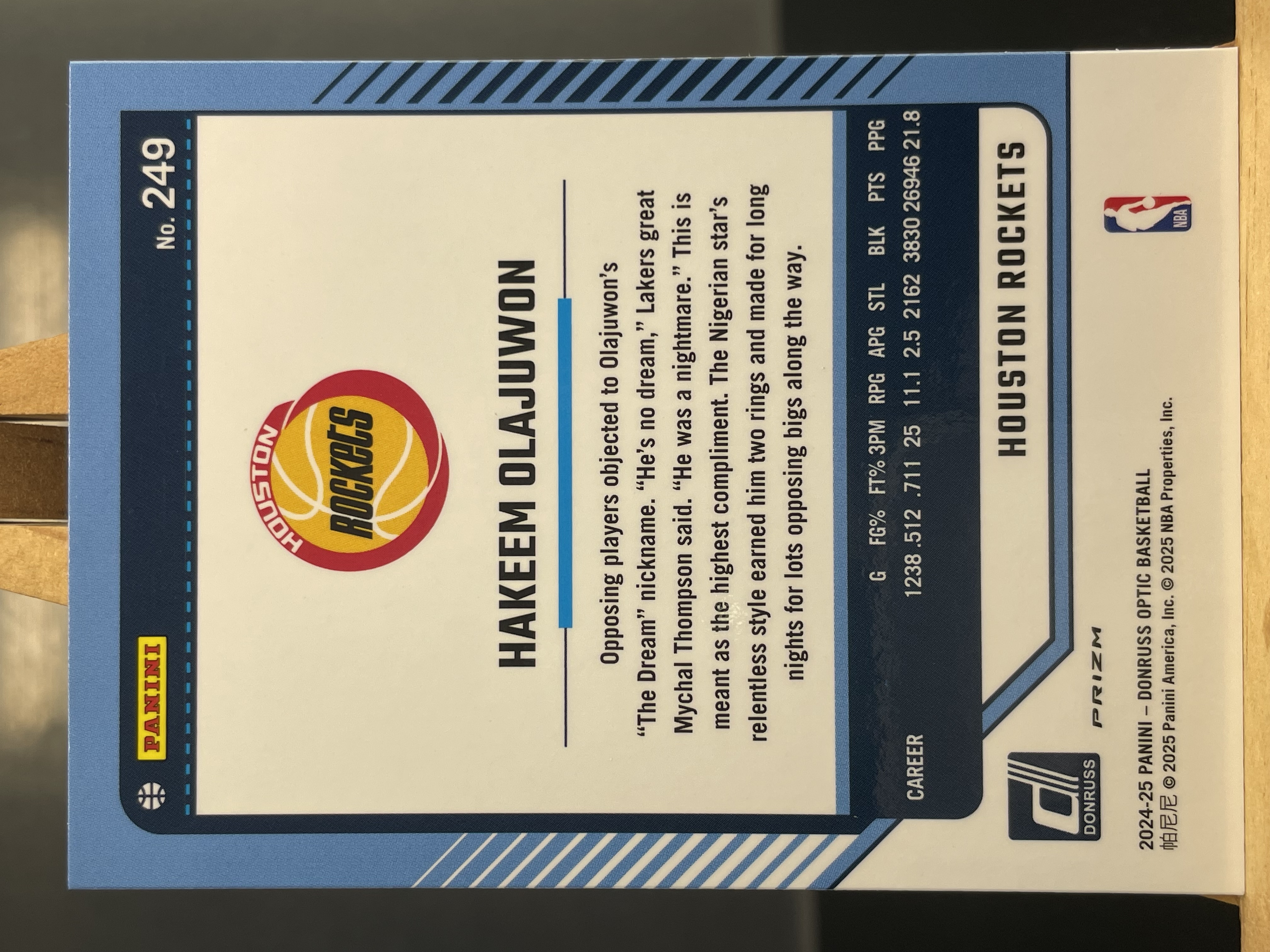 (A10) 2024-25 PANINI OPTIC 银折 大梦 哈基姆 奥拉朱旺 实卡好看 收藏凑套必备 卡品如图 !!!