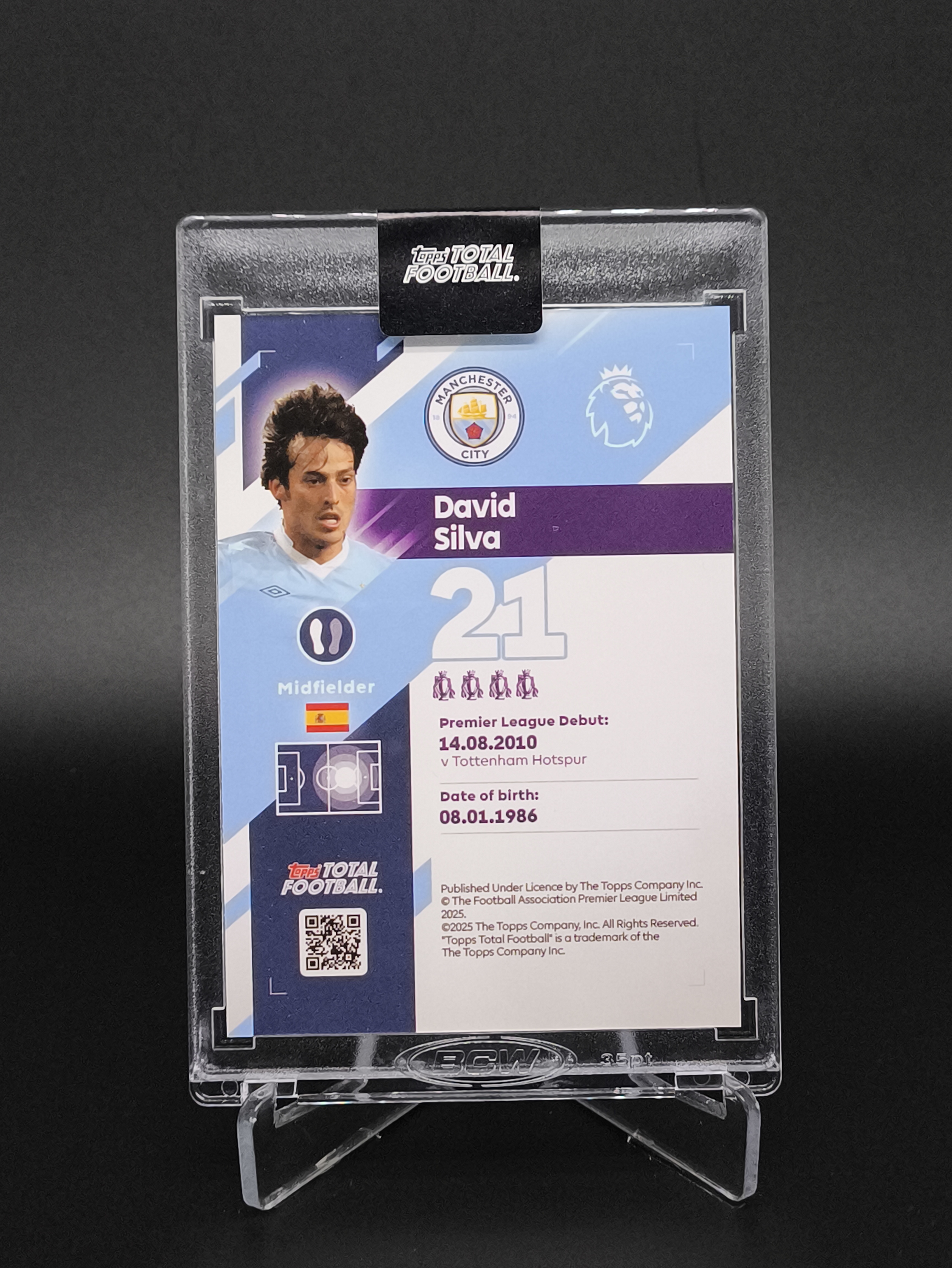 2025-26 Topps Total Football David Silva 大卫・席尔瓦 席尔瓦 曼彻斯特城 西班牙 1/5 编 首编 英超 TTF 原封砖