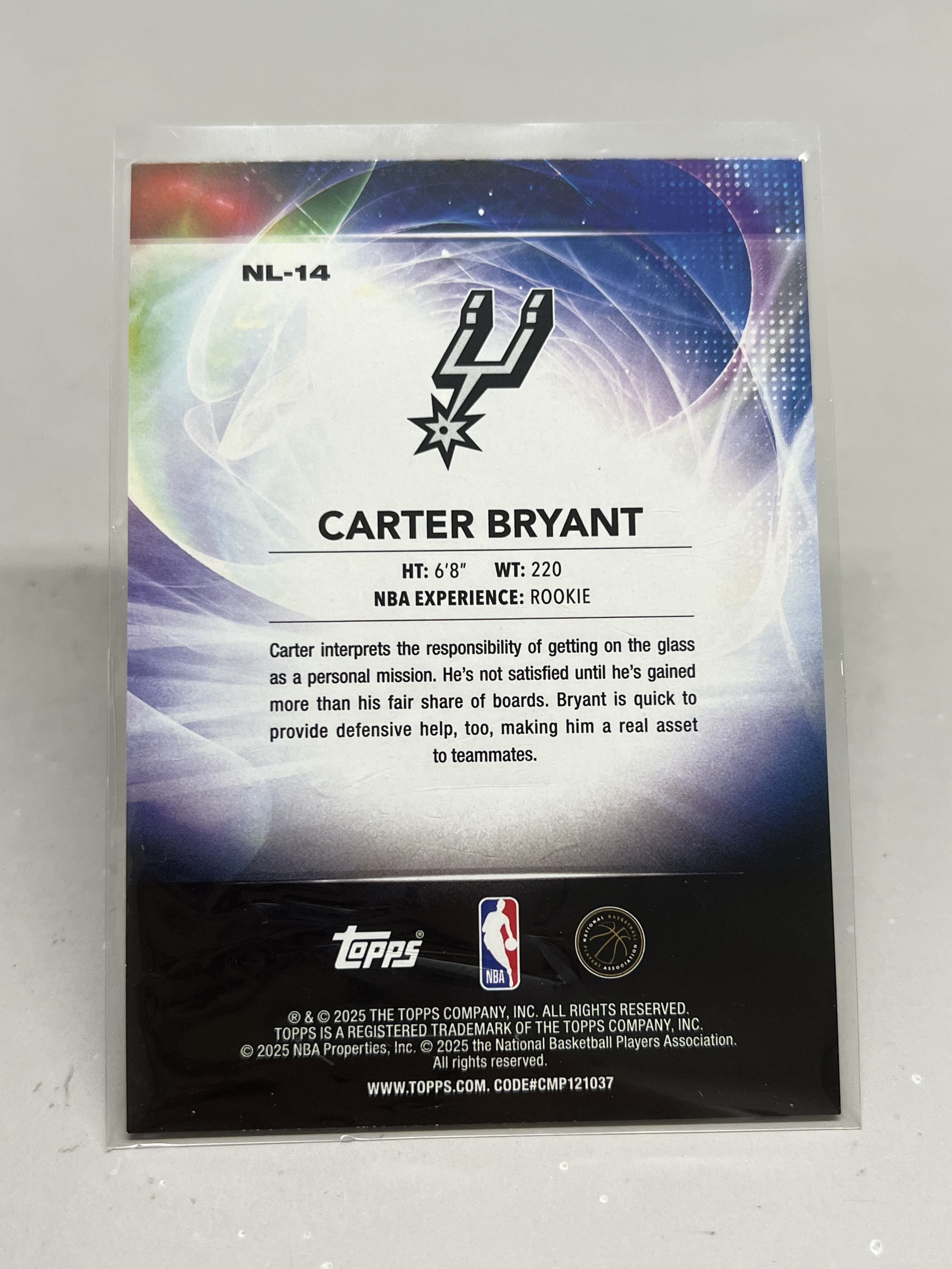 2025 Topps Flagship Carter Bryant RC 【挂机拍卖】新秀 卡特·布莱恩特 马刺 折射 #14 No Limit 特卡 卡品如图 收藏 凑套