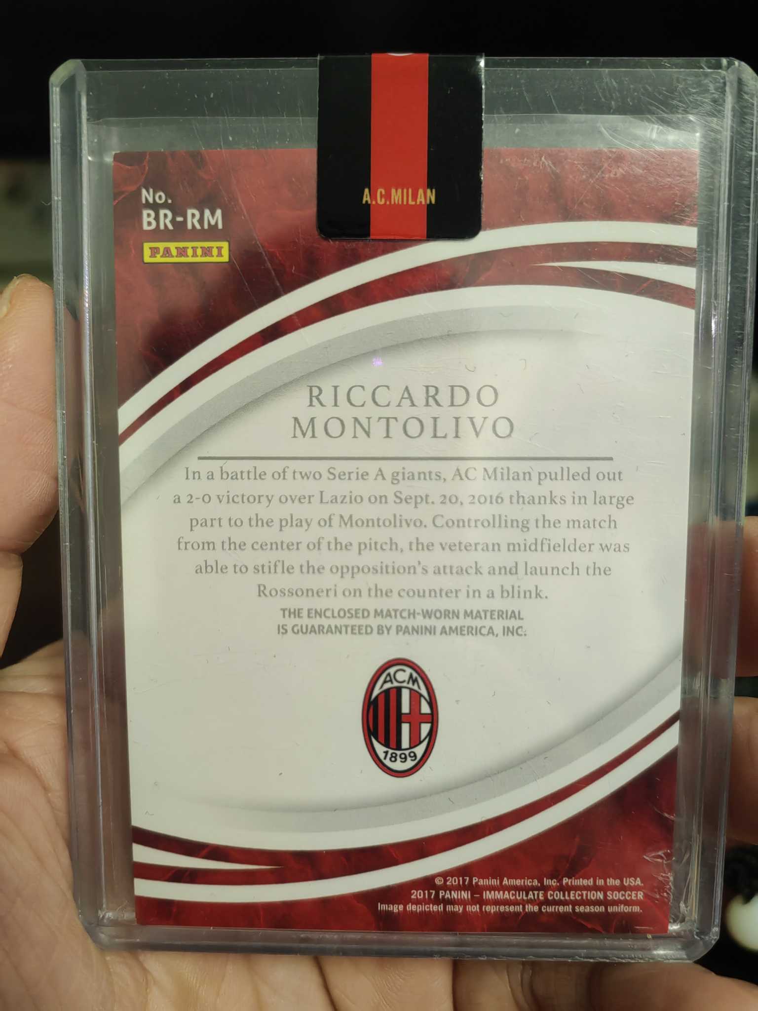 2021-22 Panini Immaculate Riccardo Montolivo 意大利 AC米兰 元年imm 蒙托利沃 49编 双床球衣切割卡 !!!