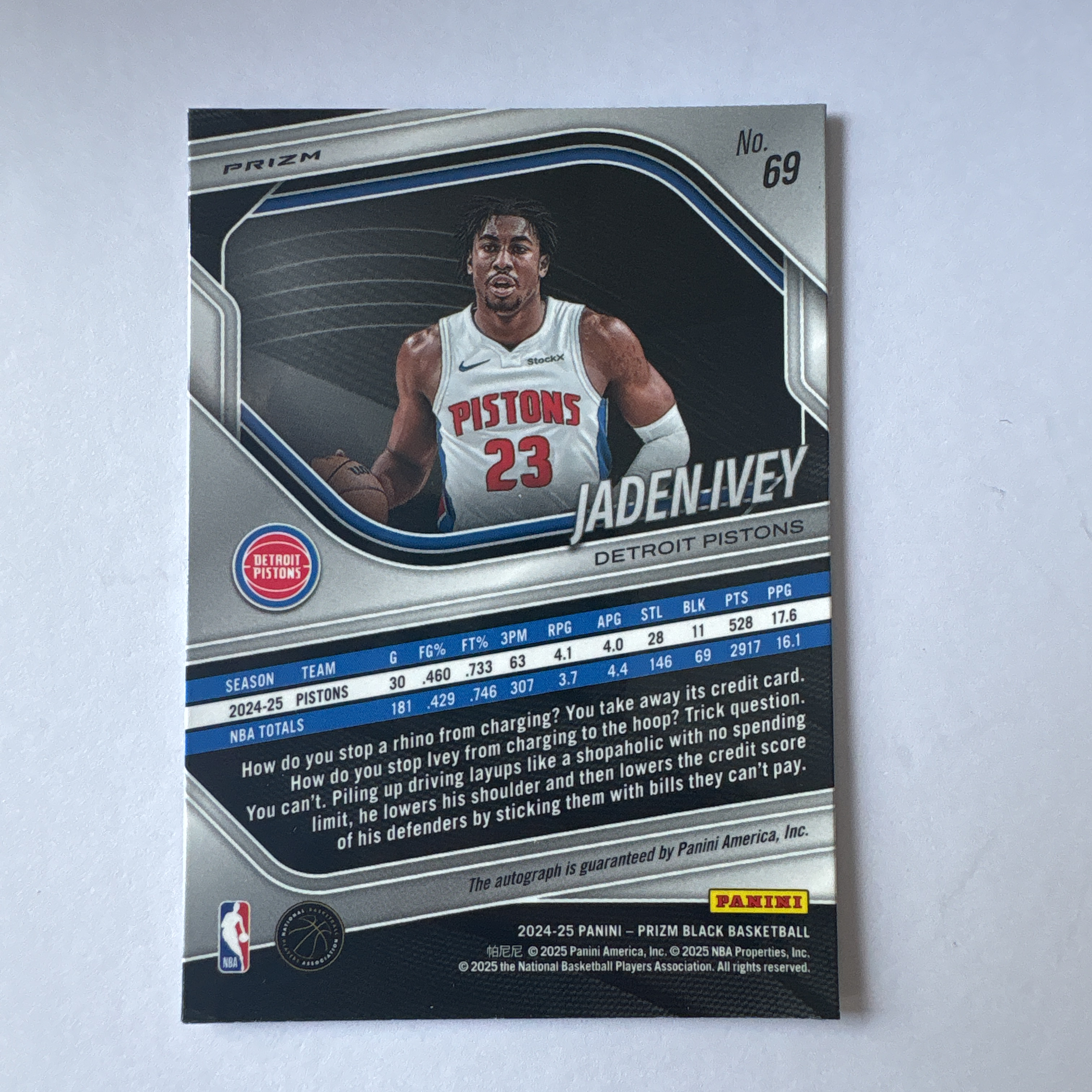 2024-25 Prizm Black Jaden Ivey 杰登 艾维 pz 黑盒 签字 银折 折射 活塞 凑套 专收 卡品如图 #天袋#