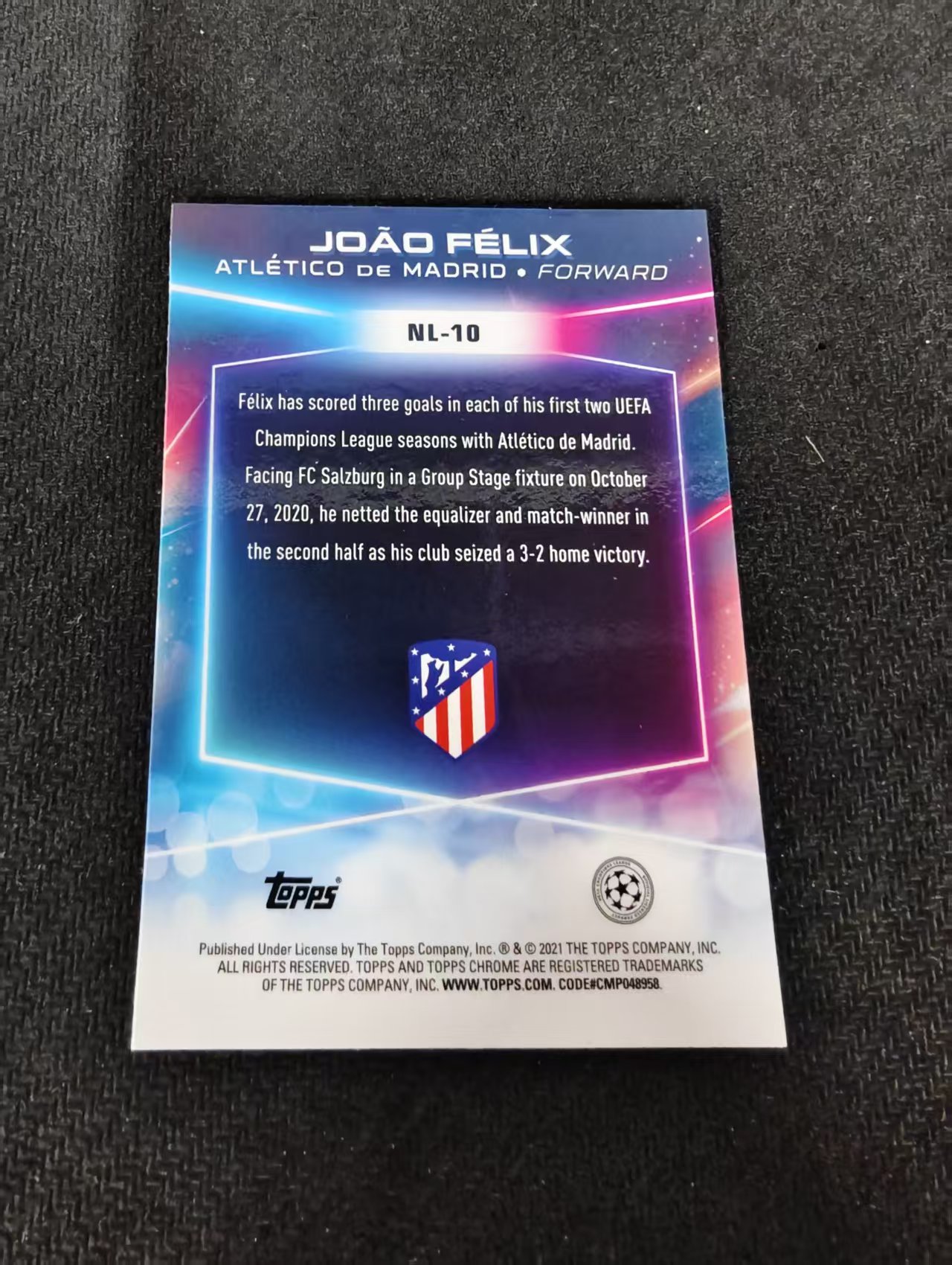 【可合并,不累计】2021 Topps Chrome Joao Felix 欧冠 马德里竞技 马竞 菲利克斯 银折 不保卡品 介意勿拍