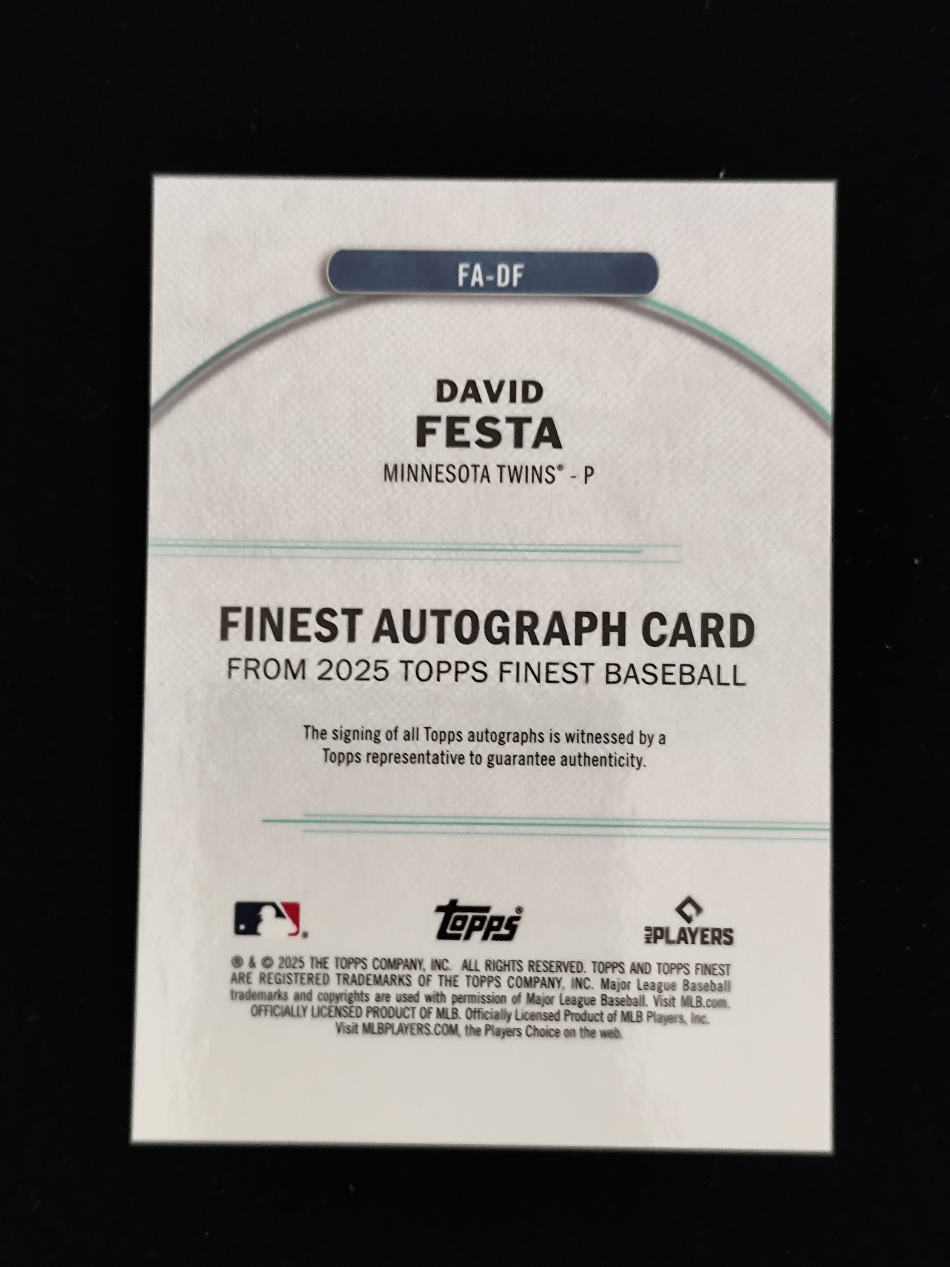 【口袋卡牌】2025 Topps Finest David Festa RC 大卫 费斯塔 棒球 MLB 新秀RC 卡签 签字 卡品如图 收藏必备 40 VVWW