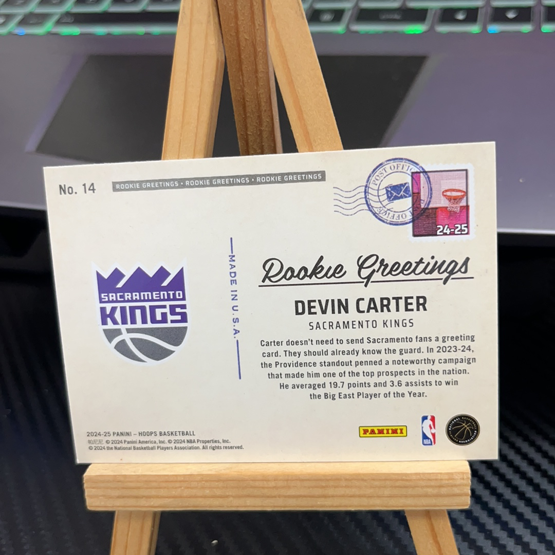 2024-25 Panini NBA Hoops Devin Carter RC 德文 卡特 国王 新秀 hoops系列 特卡 卡品如图 凑图必备 值得收藏!免费代卖!