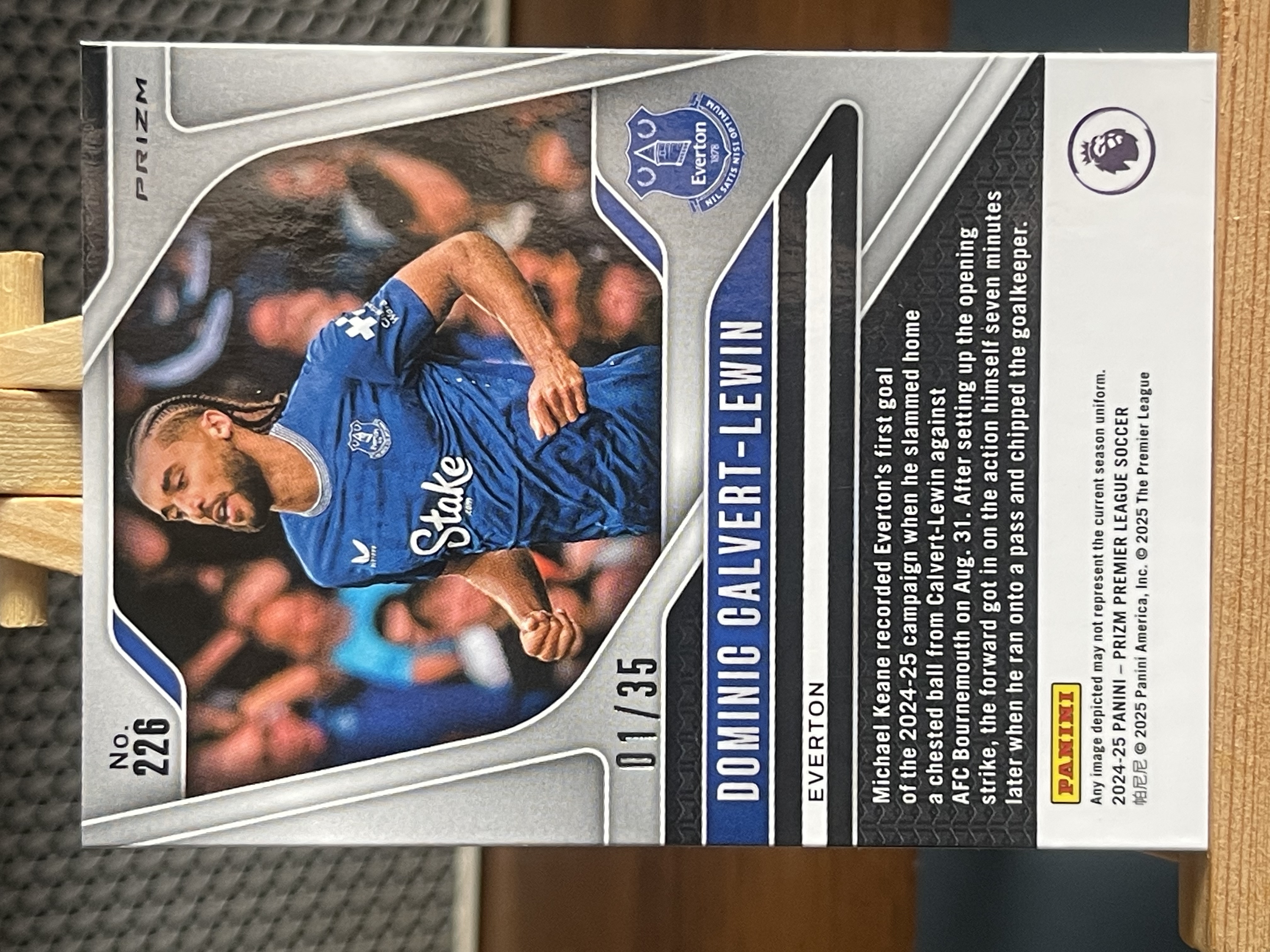 2024-25 Panini Prizm Dominic Calvert-Lewin 英超 PZ 埃弗顿 卡尔弗特 勒温 多米尼克 白折 01/35编 卡品如图 值得收藏 不累计!