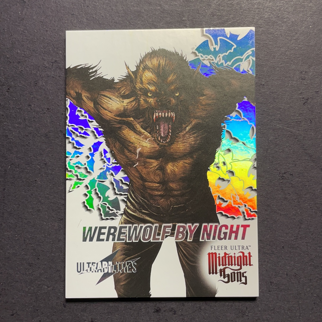 2024 Fleer Marvel (MCU) 午夜之子 暗夜狼人 比例1:18 UB超能力星星折射特卡 序号12of30 2023 UD漫威漫画Fleer Ultra午夜之子 粉条代拍