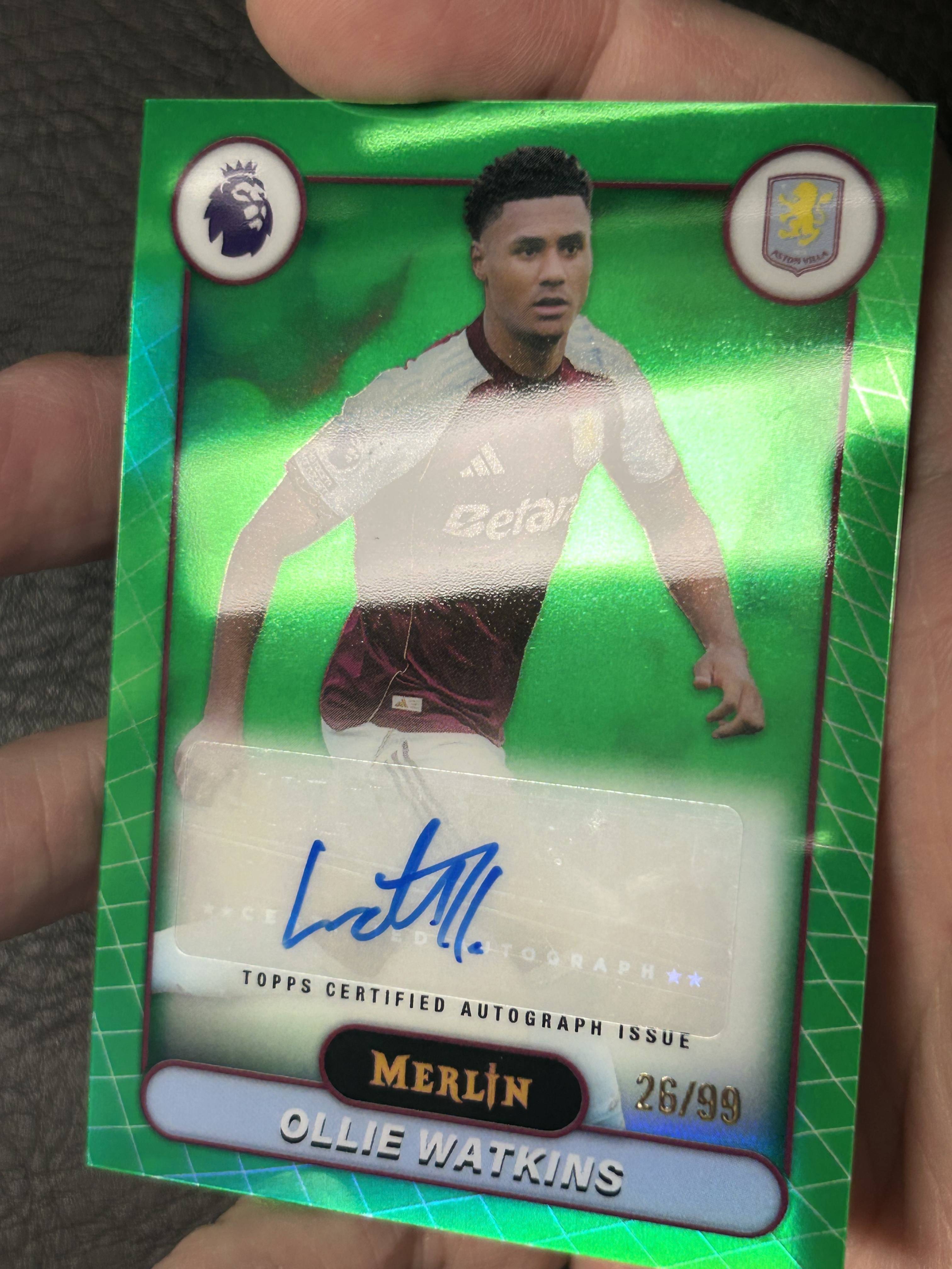2026 Topps Premier Ollie Watkins #MV-OW 英超 梅林 绿折 99编 沃特金斯 英格兰 前锋 签字