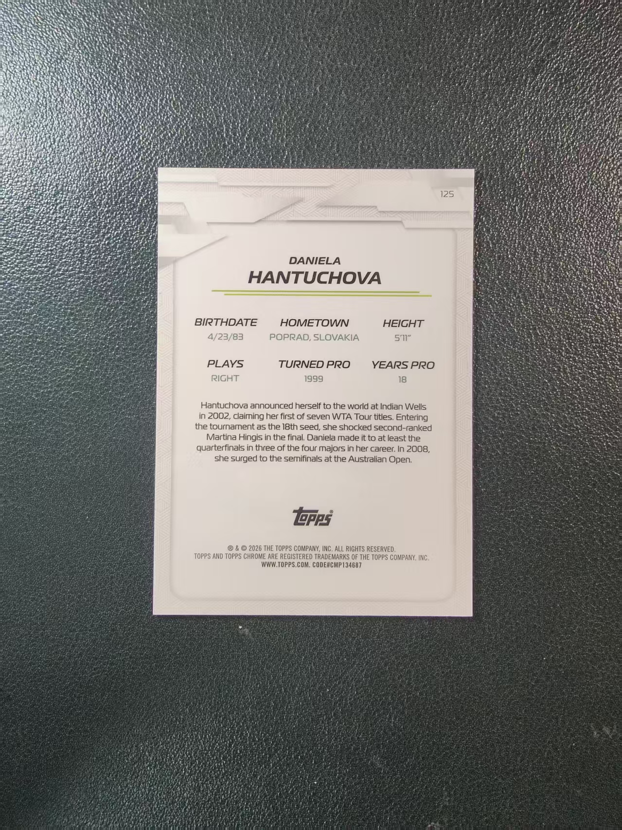 2026 Topps Chrome Daniela Hantuchova 【柠檬拍卖】斯洛伐克 达妮埃拉 汉图楚娃 250编 粉折 折射 网球 TC 微瑕如图 #020