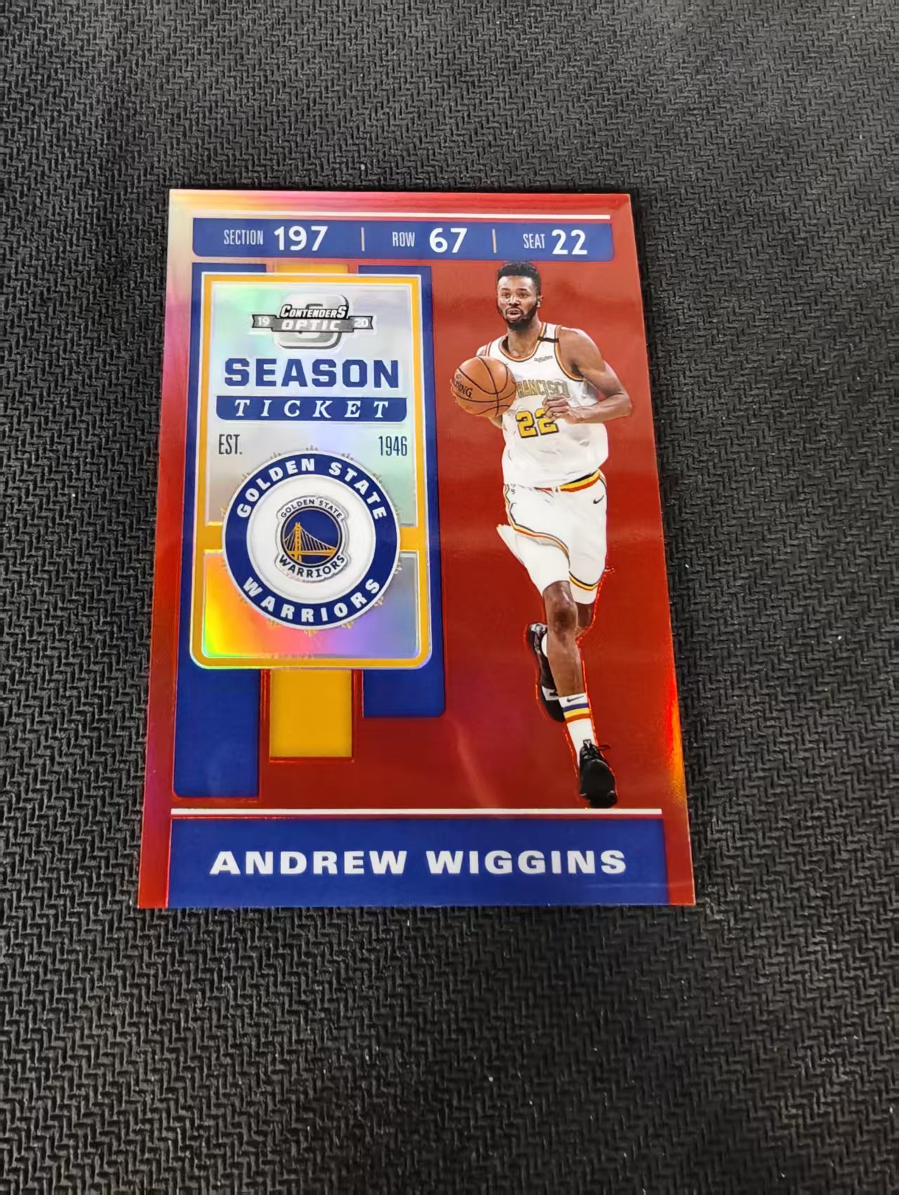 【可合并,不累计】2019-20 Panini Contenders Andrew Wiggins 球票OP 勇士 安德鲁威金斯 维金斯 红折 划痕 边角瑕疵