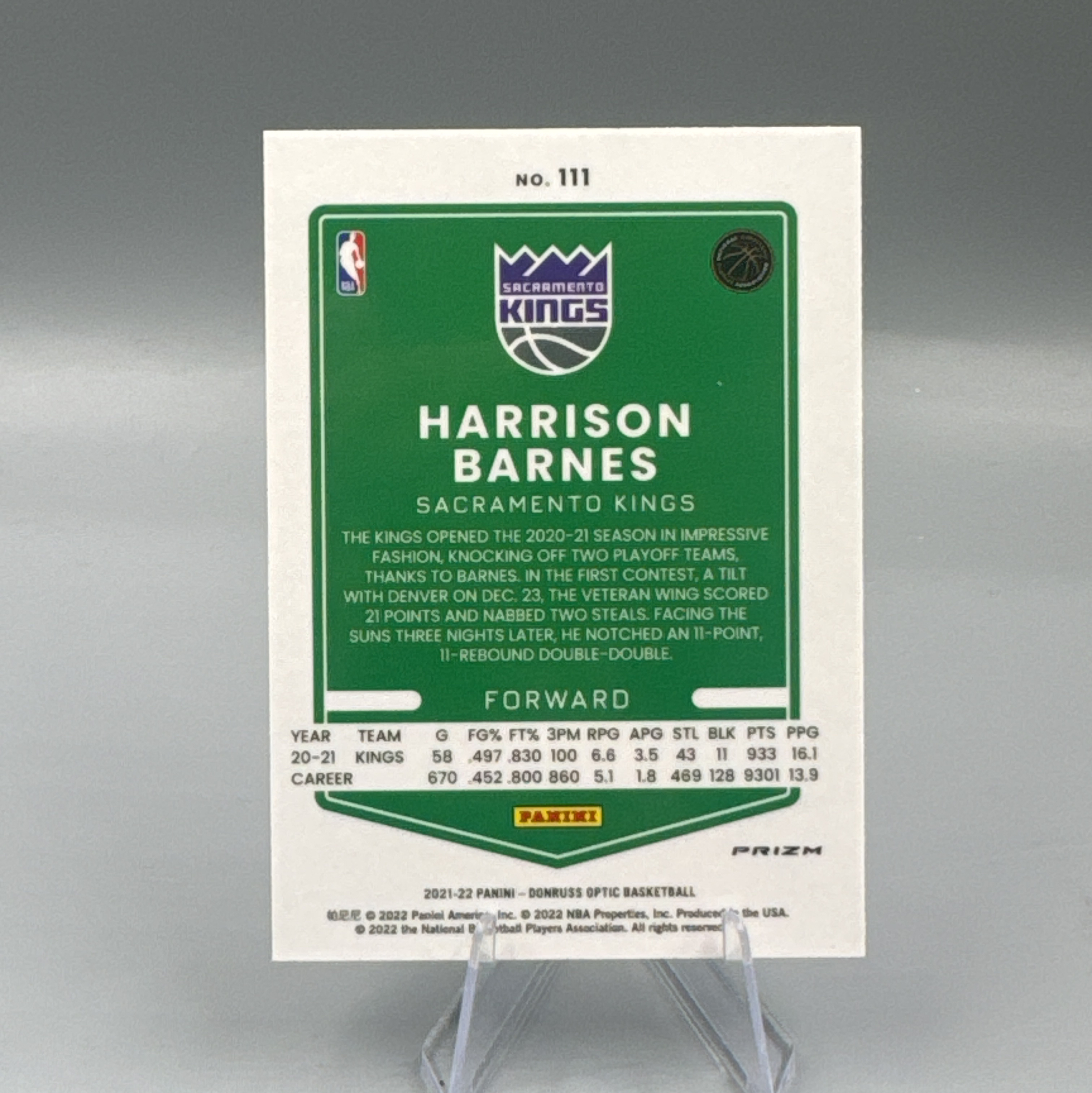2021-22 Panini Donruss Harrison Barnes 杜蕾斯 optic 巴恩斯 折射 脉冲折 MM