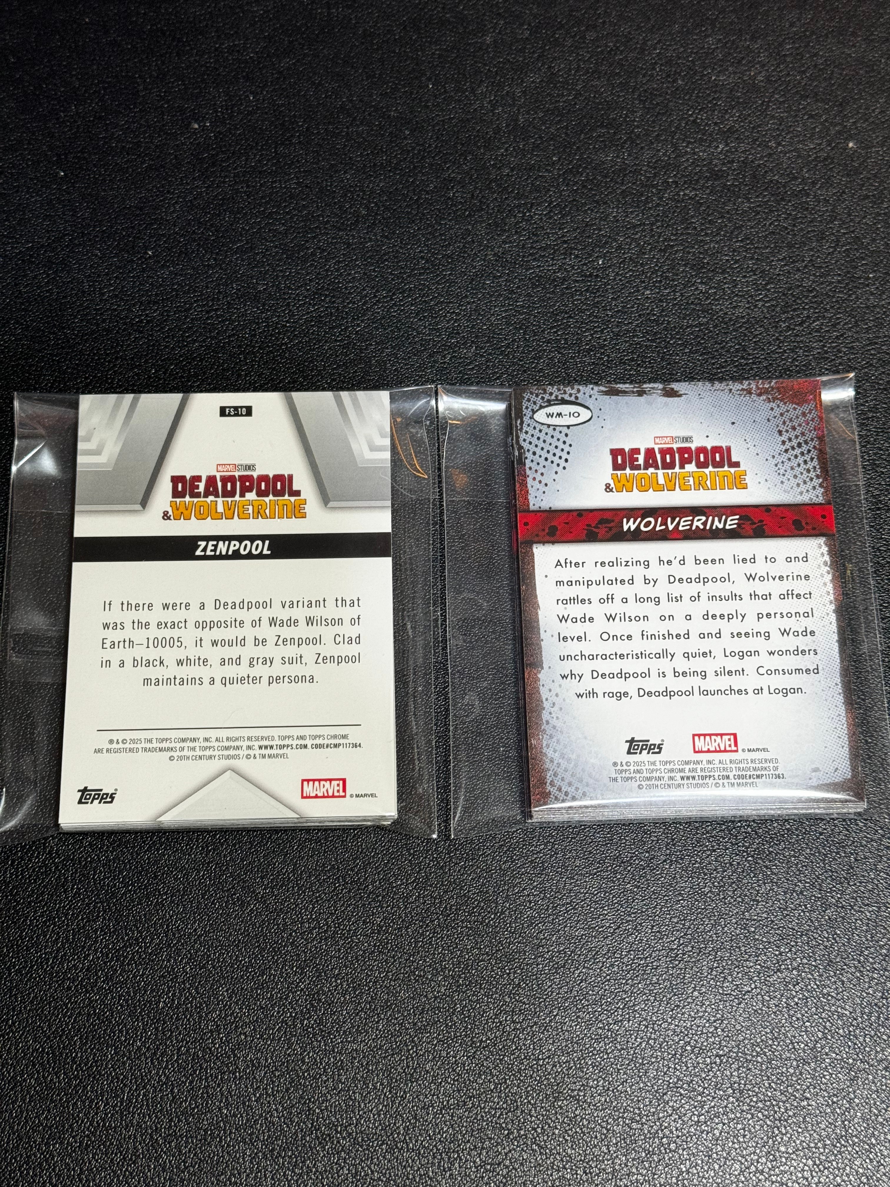 2025 Topps Marvel (MCU) 老王代理拍卖 漫威 影视 死侍 金刚狼 Deadpool Wolverine 未来之星 经典台词 特卡 银折 1-10 齐套 罗根 韦德 不保卡品 TG