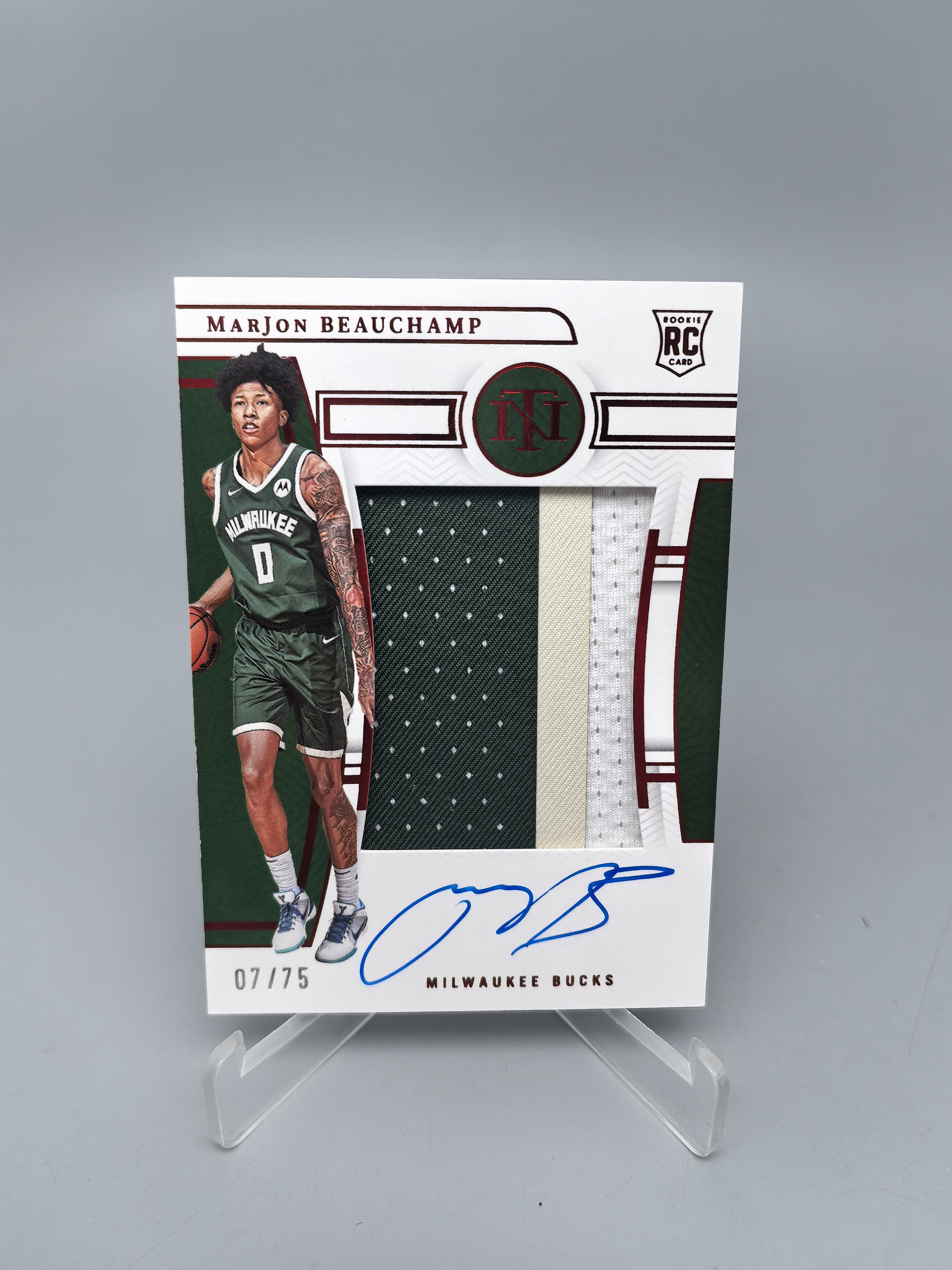 【坚果卡牌代拍】2022-23 Panini National MarJon Beauchamp 国宝 雄鹿 马乔恩 比彻姆 新秀RC 签字 卡签 RPA 红平行 75编 微瑕如图 阿顺1027