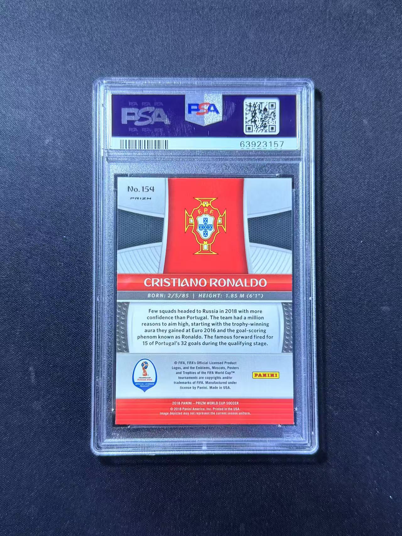 2018 Panini World Cup Prizm Cristiano Ronaldo 世界杯 C罗 克里斯蒂亚诺 罗纳尔多 总裁 葡萄牙 正银折 折射卡 PSA10分 完美卡品 皇马 曼联