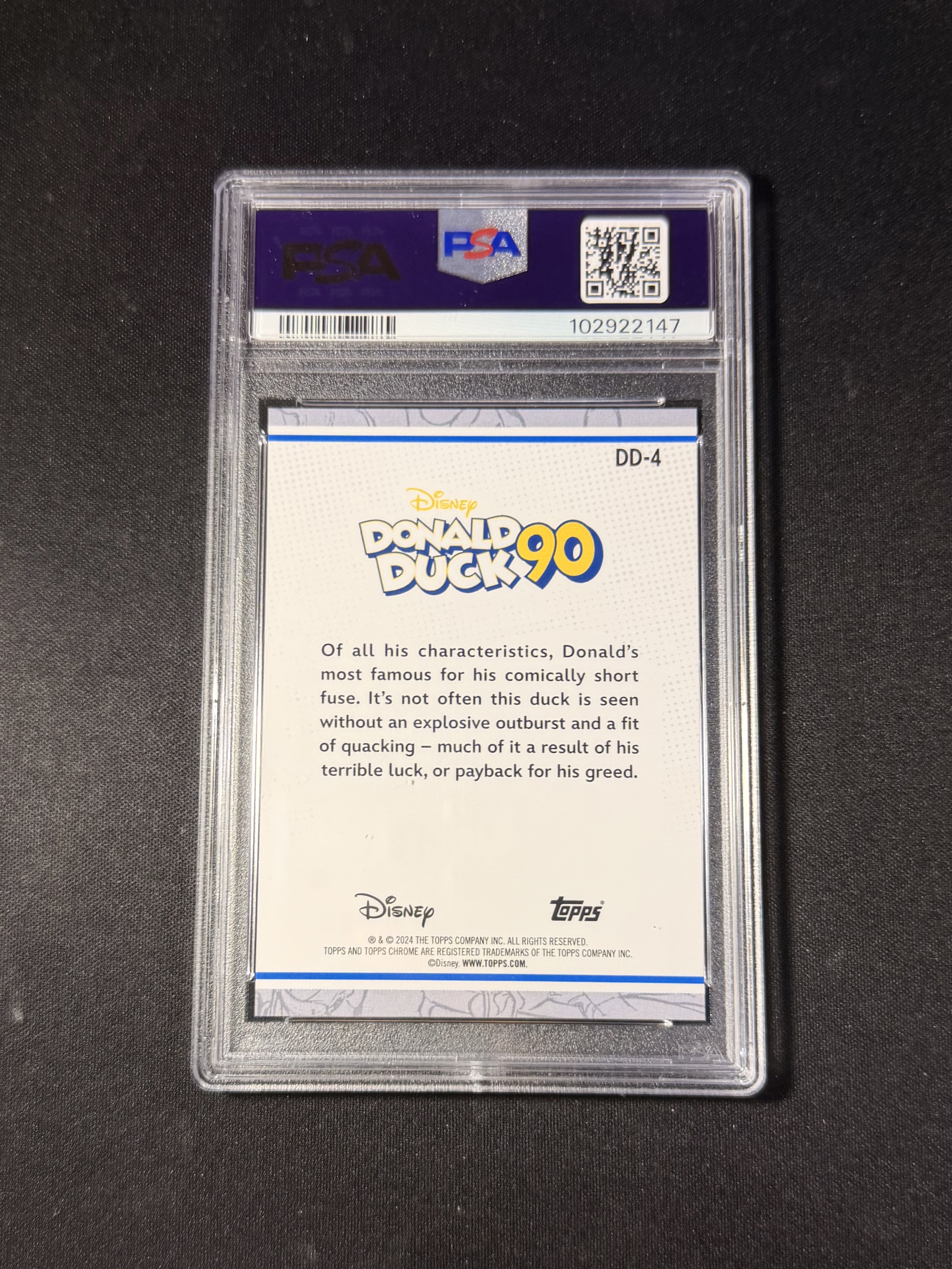 2024 Topps Chrome Disney Donald Duck 迪士尼 唐老鸭 16/90编 蓝折 90th Anniversary 90周年特卡 PSA10分 完美卡品 评级卡 卡品如图