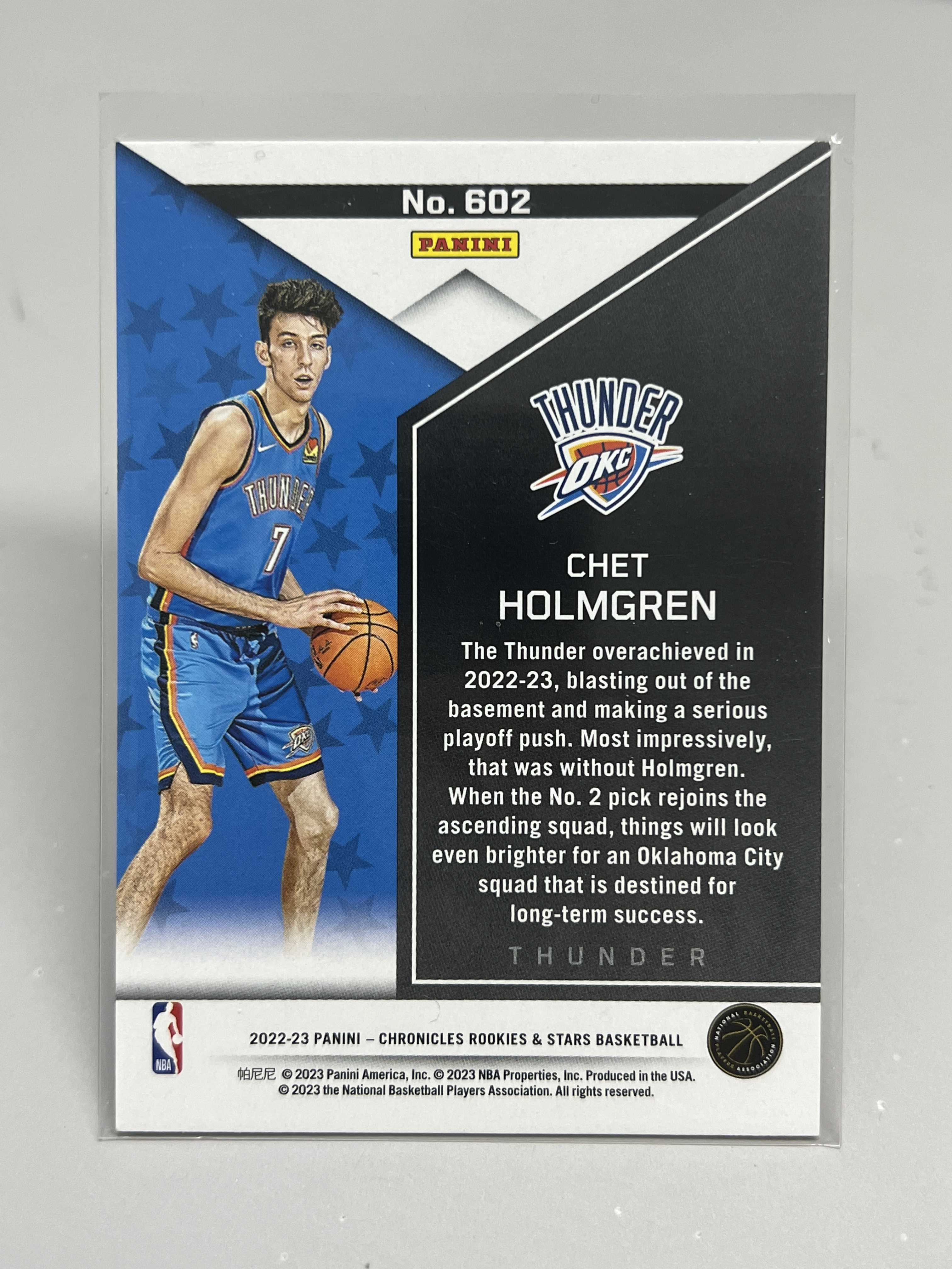 2022-23 Panini Chronicles Chet Holmgren RC【挂机拍卖】帕尼尼 编年史 霍姆格伦 新秀之星 雷霆 #602 银标 收藏 投资 卡品如图