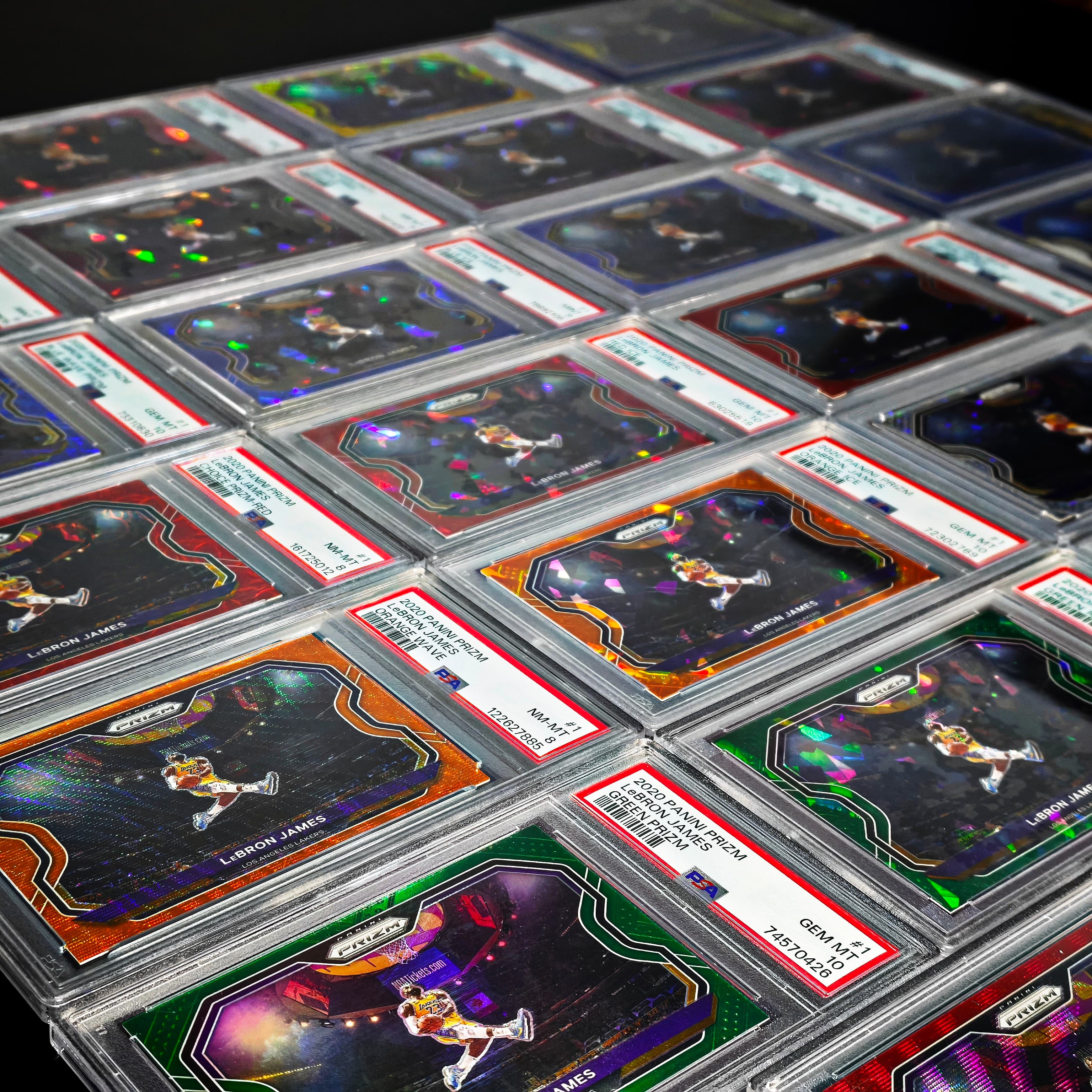 【战斧精品】2020-21 Prizm 勒布朗詹姆斯 LeBron James 经典剪刀脚 湖人 彩虹套折射 42编49编60编75编88编125编175编 虎皮折SSP PSA10分7张 BGS金标9.5分3张 共25张见图|战斧南华S1