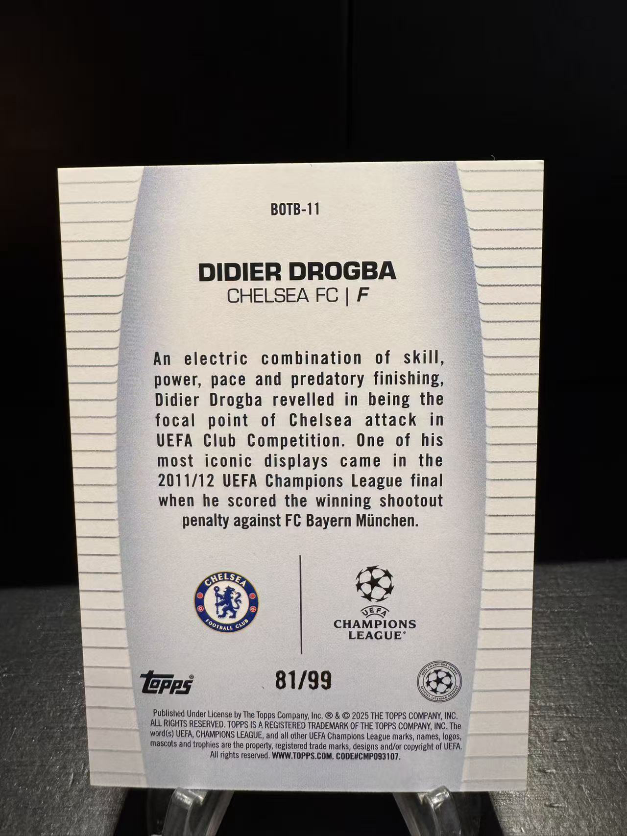 龖 topps 2024-25 欧冠 欧战 UCC 切尔西 Best of the Best 特卡 绿折 81/99编 迪迪埃 德罗巴 Didier Drogba 卡品如图 MJ002H