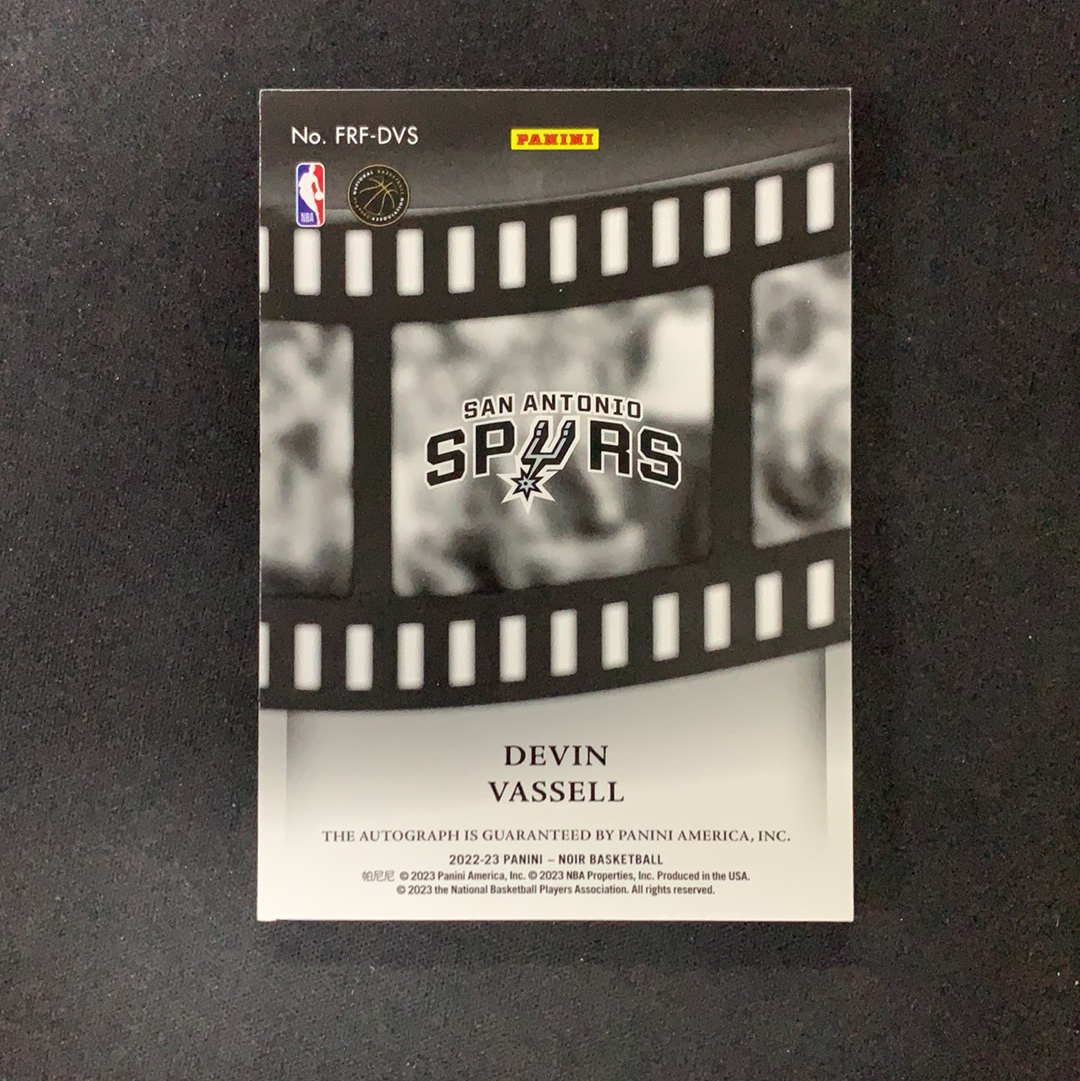 2022-23 Panini Noir Devin Vassell 【SC拍卖】诺尔 马刺 瓦塞尔 24/25编 卡签 签字 瑕疵如图收藏必备(阿怪)