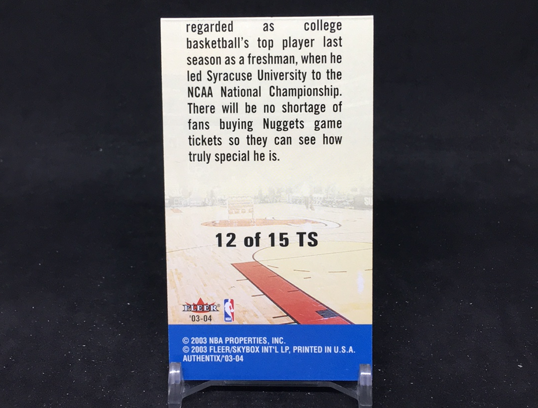 【DC拍卖】4.28 2003-04 Fleer Authentix 丹佛掘金 卡梅隆・安东尼 新秀 Ticket Studs 票根特卡
