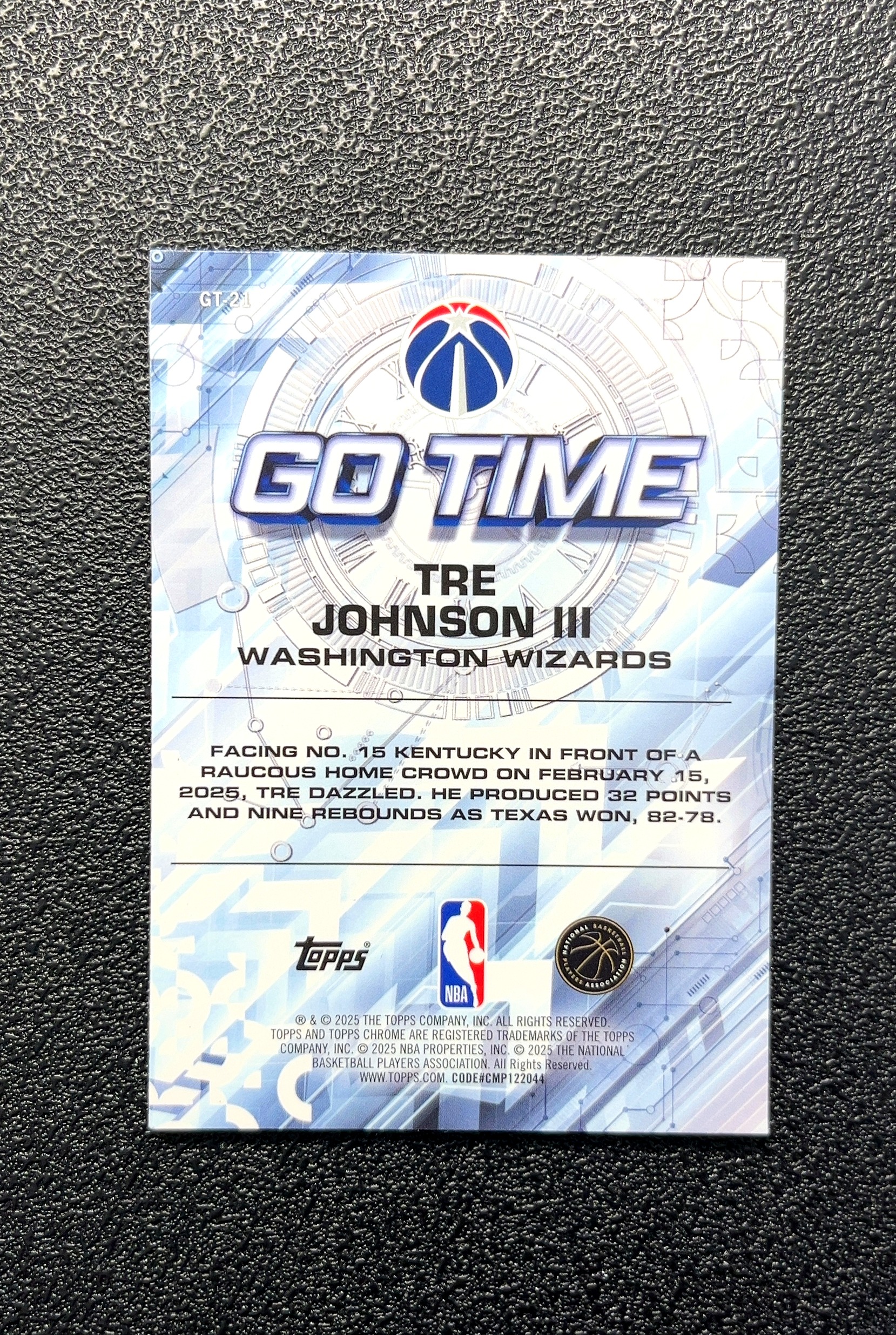 【岛屿拍卖】2025 Topps Chrome Go Time Tre Johnson III 特雷·约翰逊三世 新秀 RC 卡品如图 高价值 #GT 21 Washington 0012#326